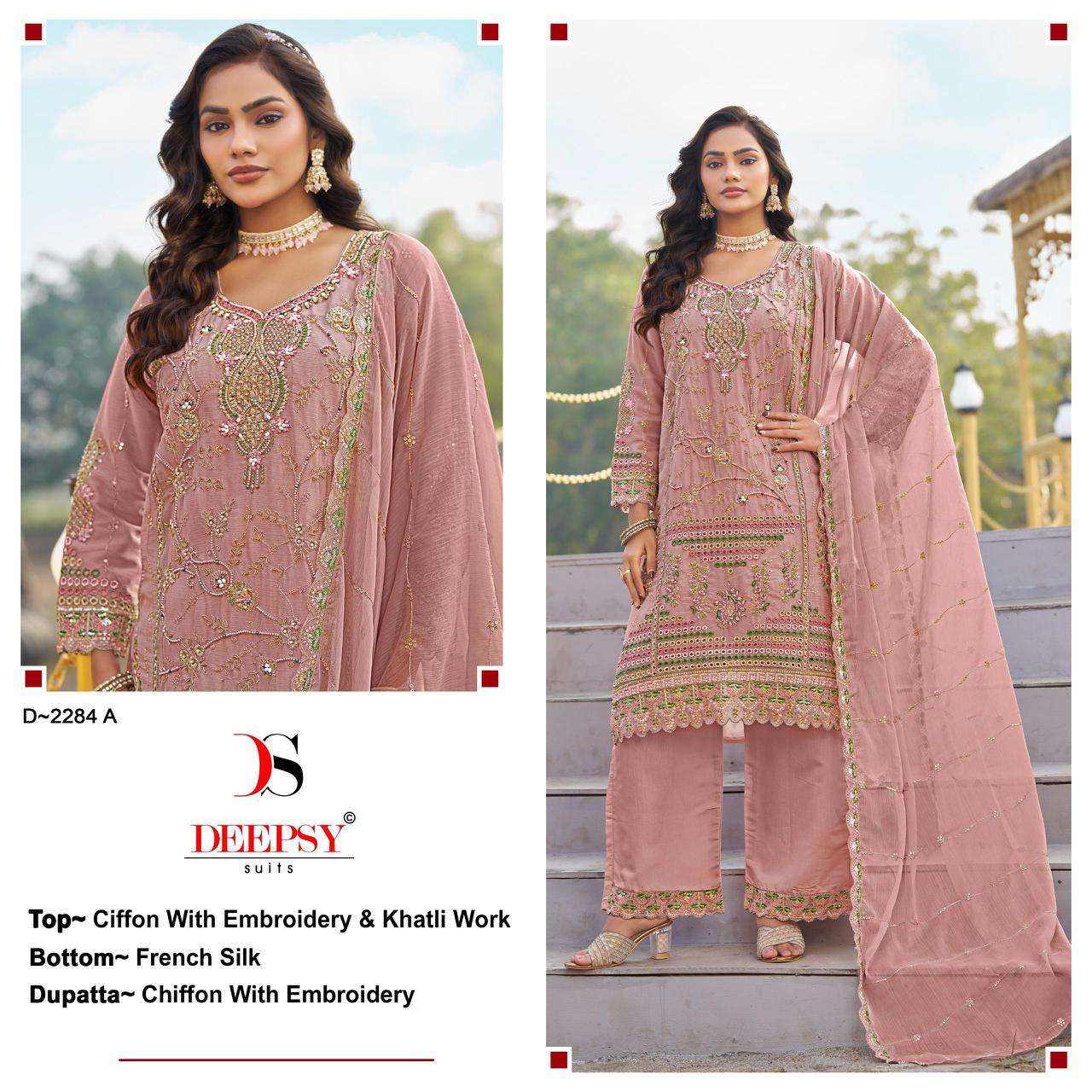 DEEPSY SUIT 2284 A TO D SERIES CHIFFON EMBROIDERY PAKSIATNI DRESSES-00201