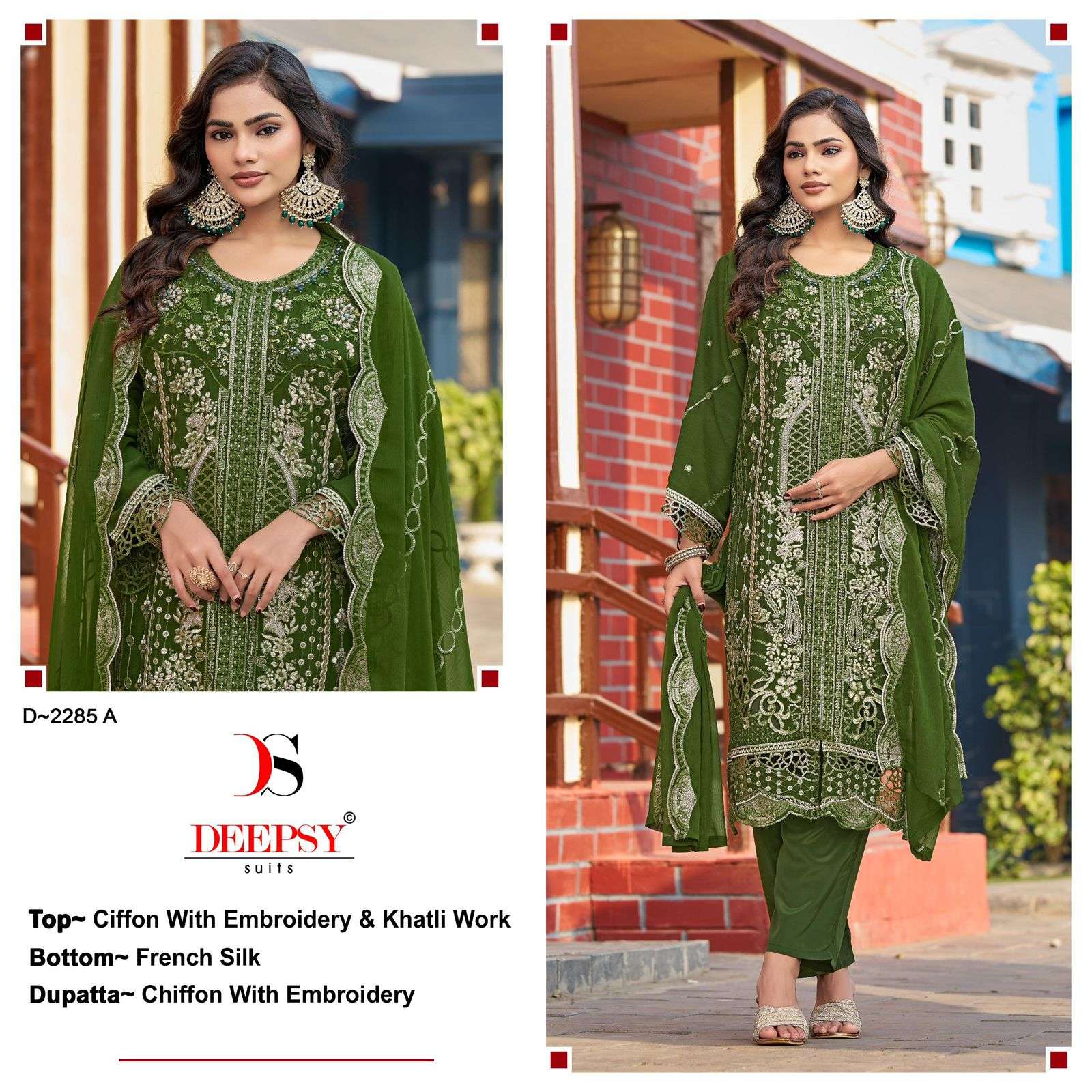 DEEPSY SUIT 2285 A TO D SERIES CHIFFON EMBROIDERY PAKISATNI DRESSES-00201