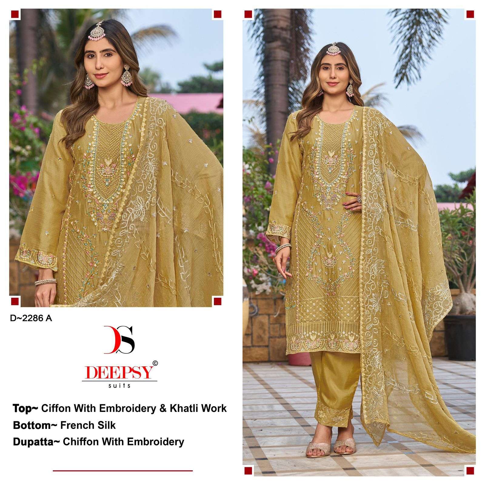 DEEPSY SUIT 2286 A TO D SERIES  CHIFFON EMBROIDERY DRESSES-00201