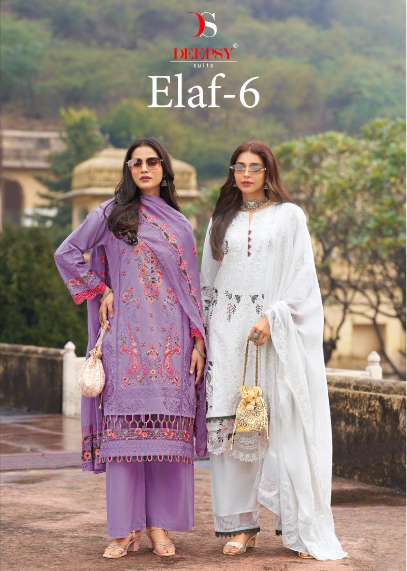 DEEPSY SUIT ELAF LUXURY 25-6 6001 TO 6006 SERIES COTTON EMBROIDERY DRESSES-00201