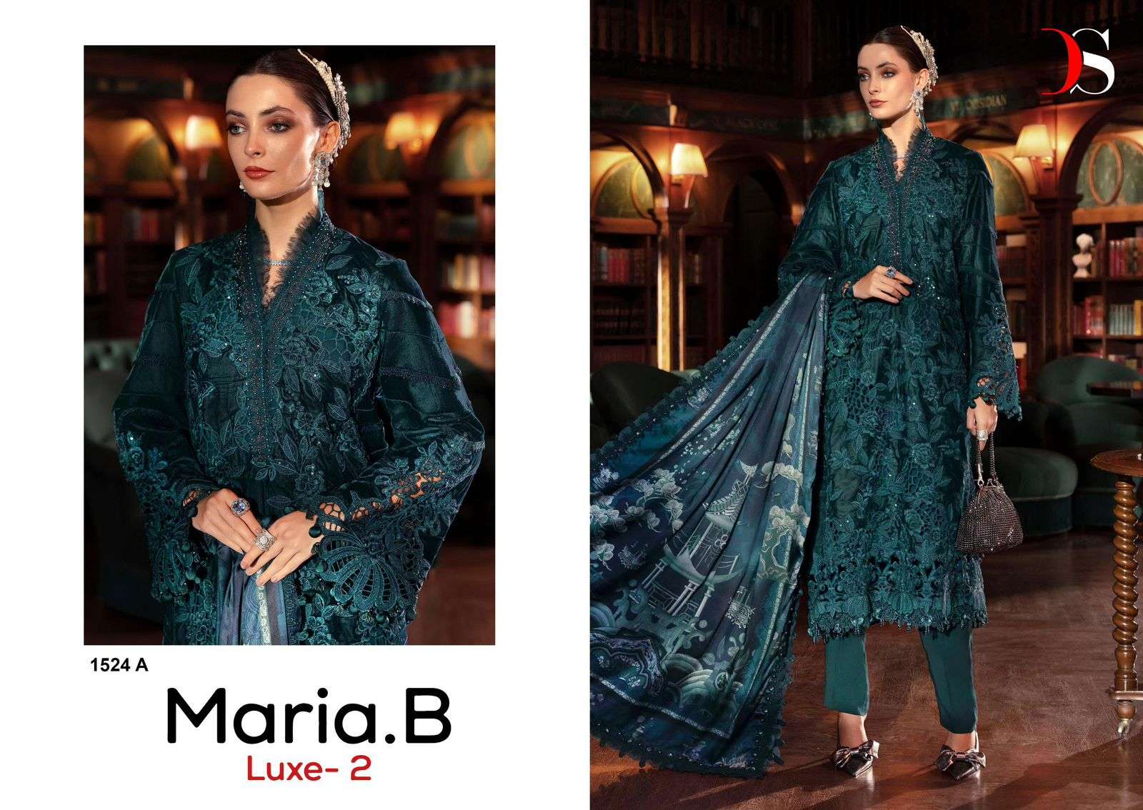 DEEPSY SUIT MARIA.B LUXE VOL-02 1524-A TO 1524-D SERIES VISCOSE RAYON EMBROIDERY DRESSES-00201