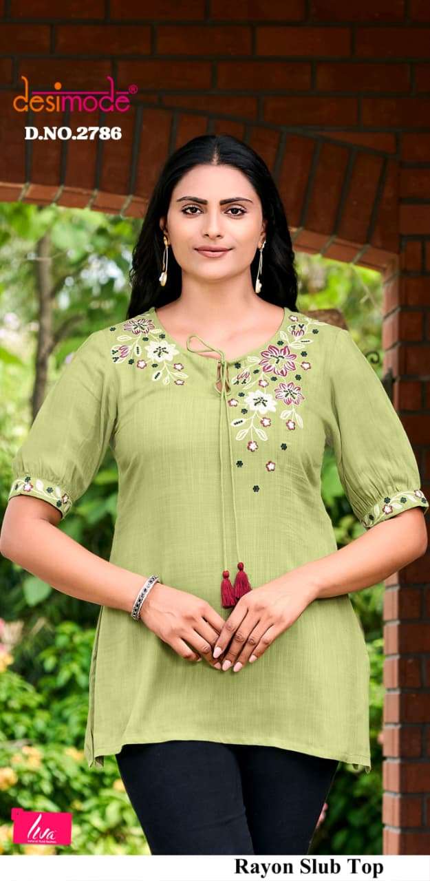 DESIMODE DIVYA VOL-5 EMBROIDERY PRINTED RAYON KURTIS AND TUNICS-00014