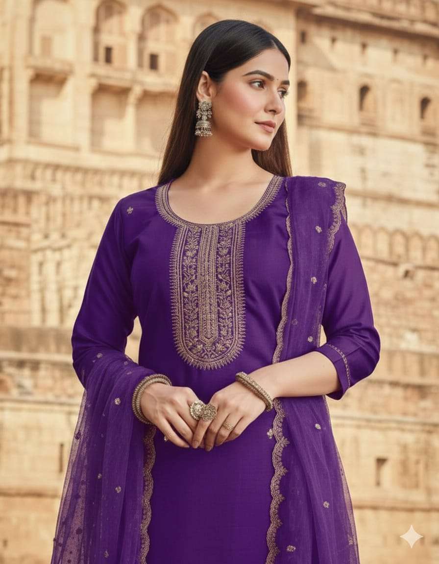 DEVIKA BY ASLIWHOLESALE SILK BLEND EMBROIDERY STITCHED DRESSES-00265