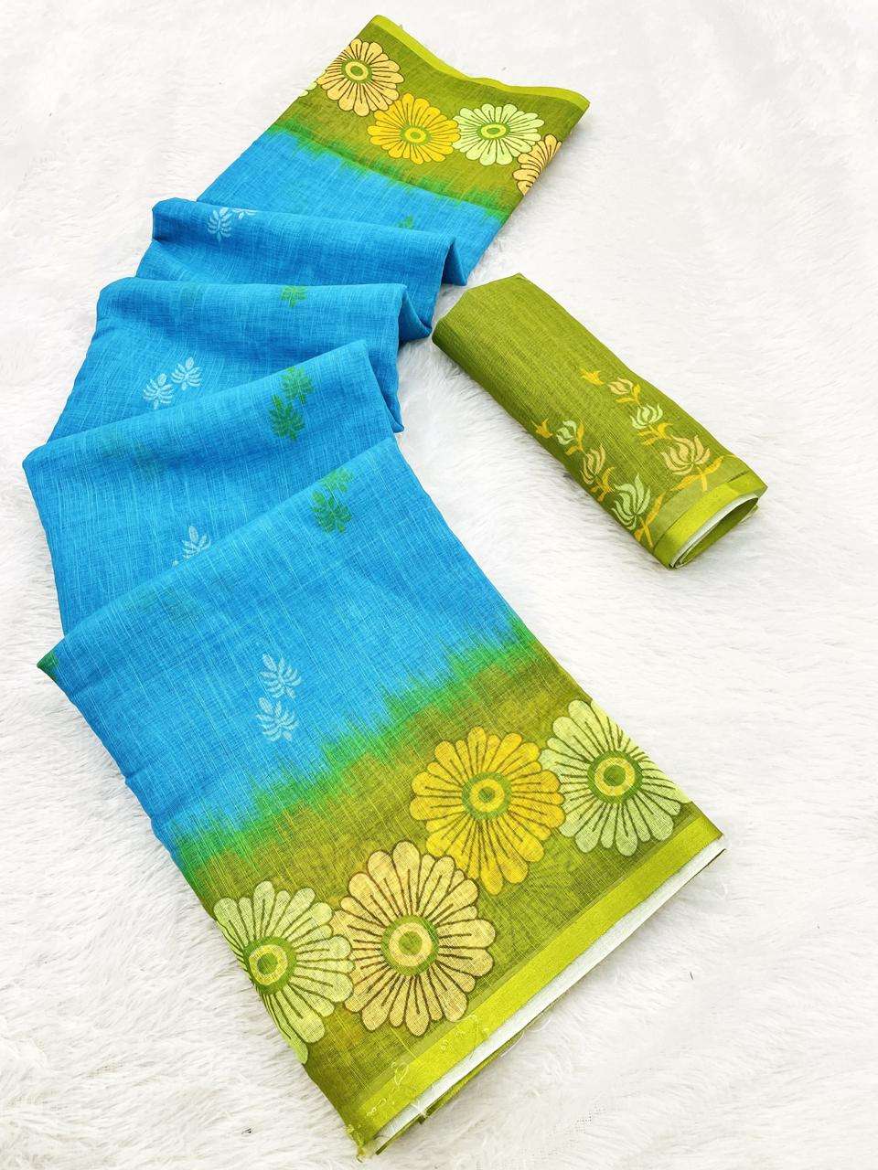 DEVYANI VOL-112 BY ASLIWHOLESALE LINEN PRINTED SAREES-00259