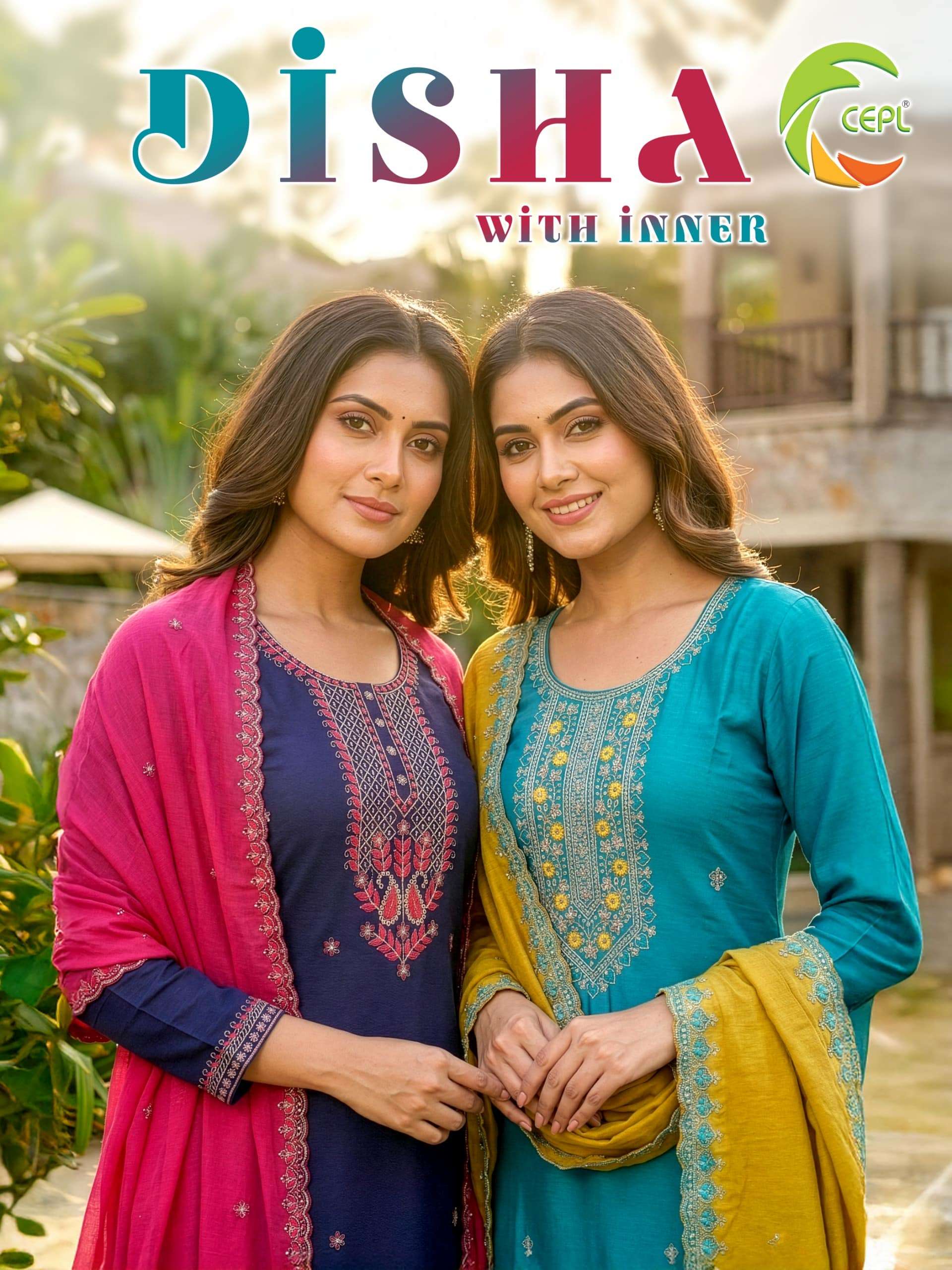 DISHA BY ASLIWHOLESALE ROMAN SILK STRAIGHT CUT EMBROIDERY DRESSES-00320