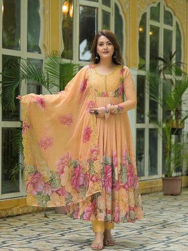  DN-513 BY ASLIWHOLESALE FAUX GEORGETTE ANARKALI SUIT WITH DUPATTA - 00232