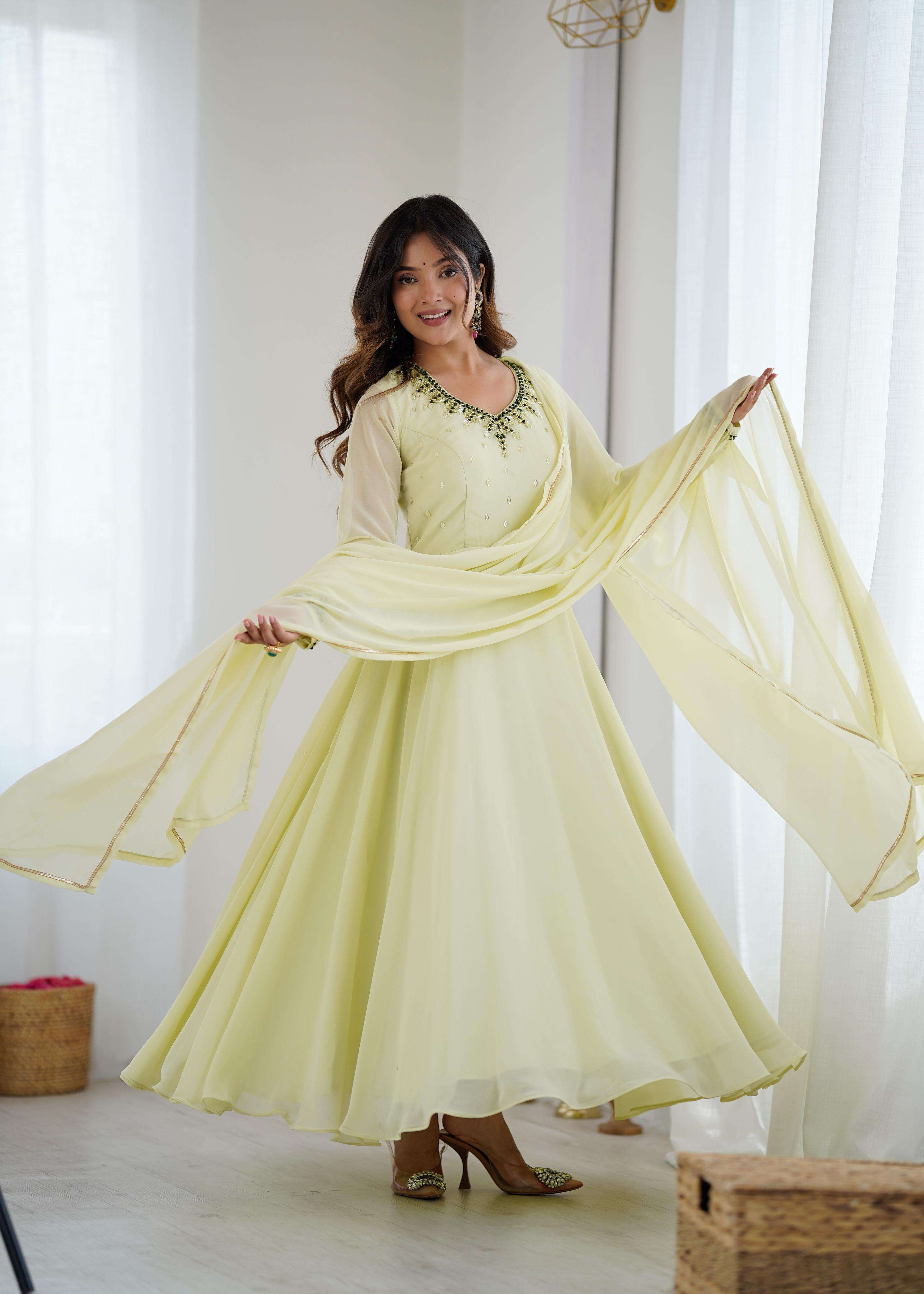   DN-544 BY ASLIWHOLESALE FAUX GEORGETTE ANARKALI SUIT WITH DUPATTA-00232
