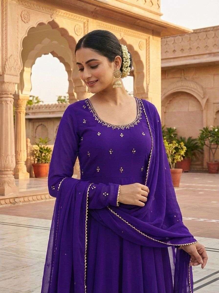 DN-548 BY ASLIWHOLESALE GEORGETTE EMBROIDERY ANARKALI-00232