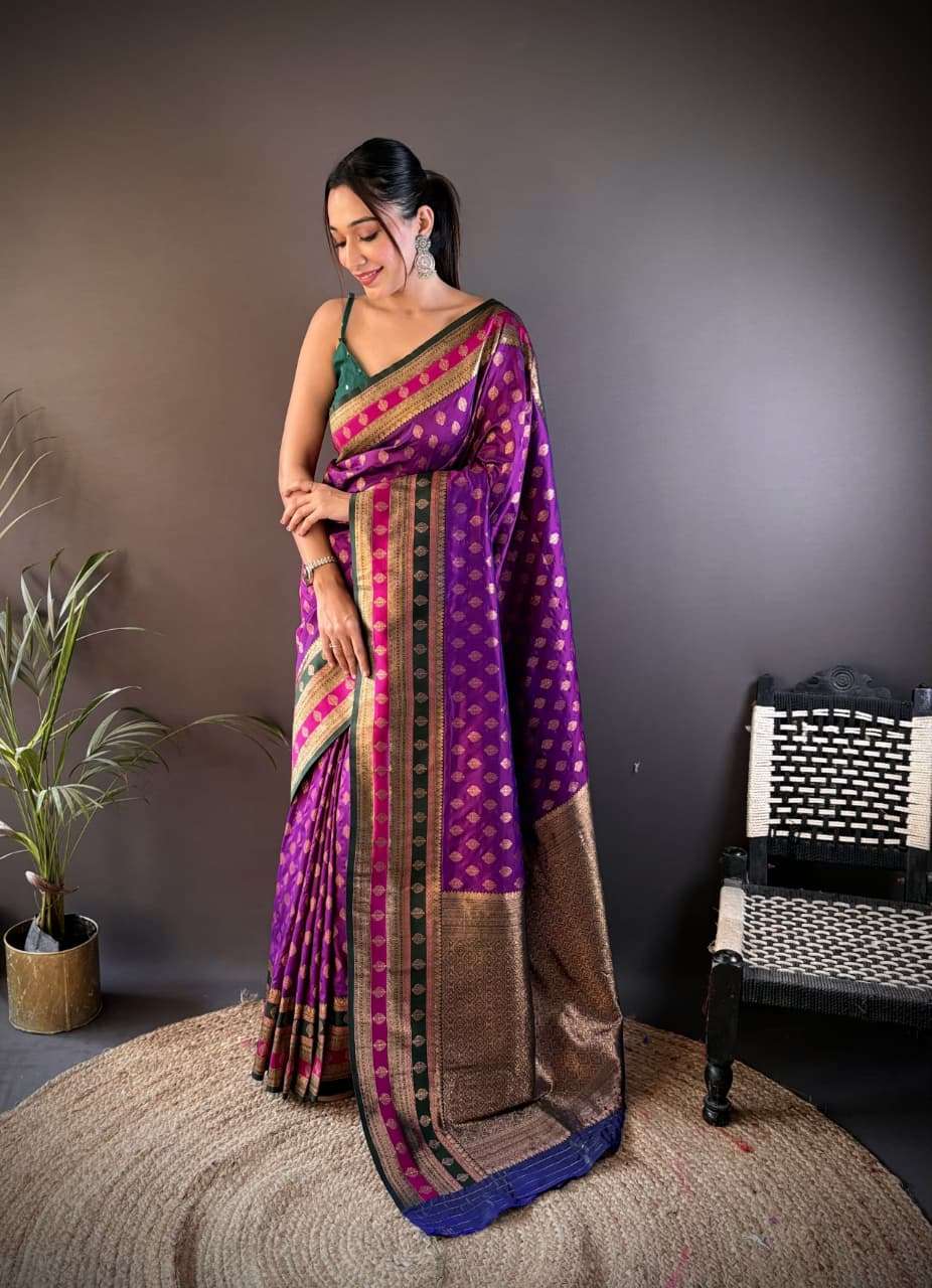 DREAMLAND BY ASLIWHOLESALE DESIGNER SOFT BANARASI SILK SAREES-00230