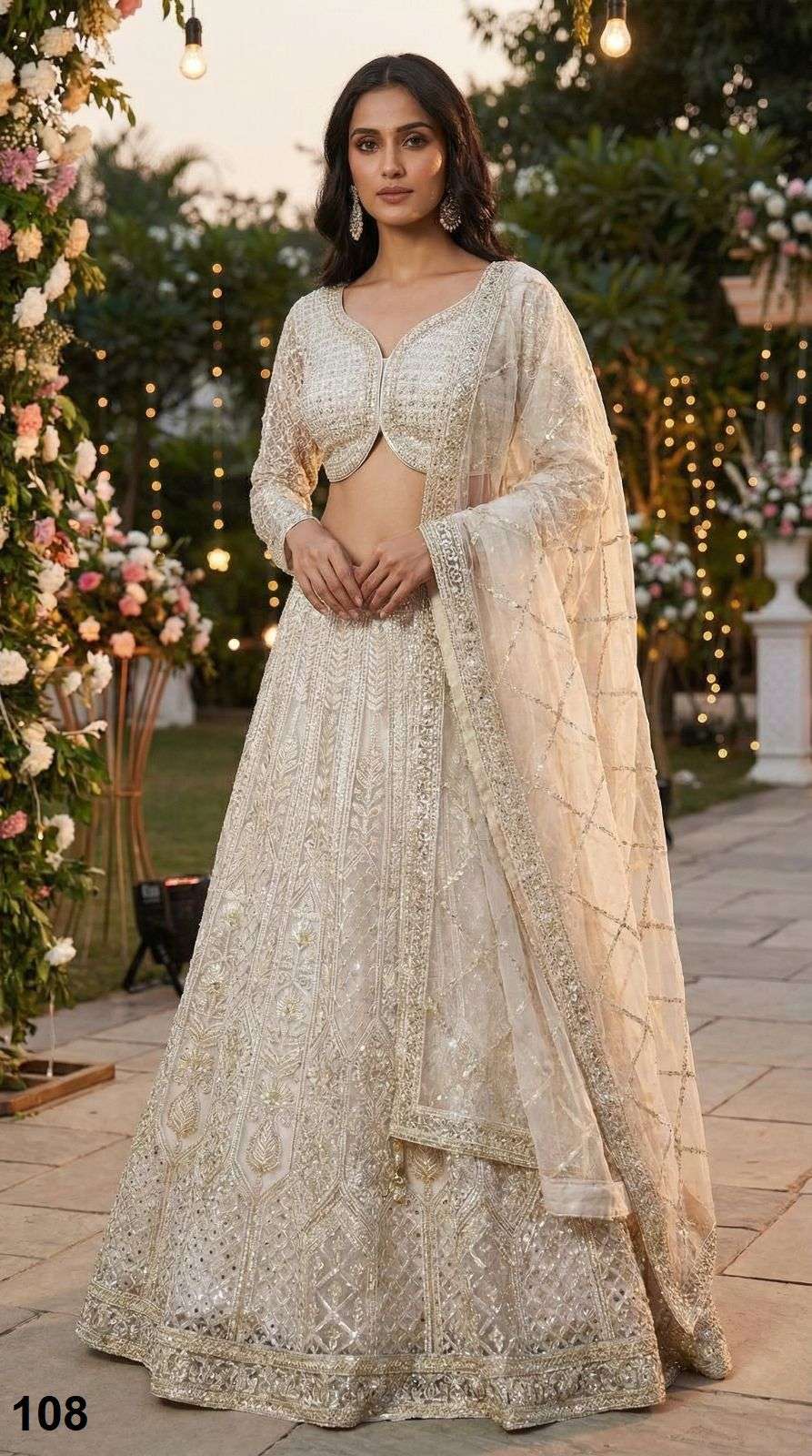DULHAN BY ASLIWHOLESALE DESIGNER PURE NET EMBROIDERY LEHENGAS-00150