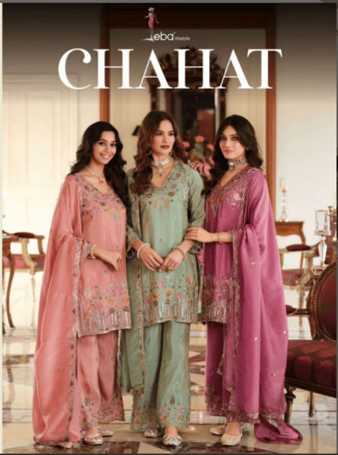 EBA LIFESTYLE CHAHAT 2384 TO 2386 SERIES SIMMER EMBROIDERY STITCHED DRESSES-00289