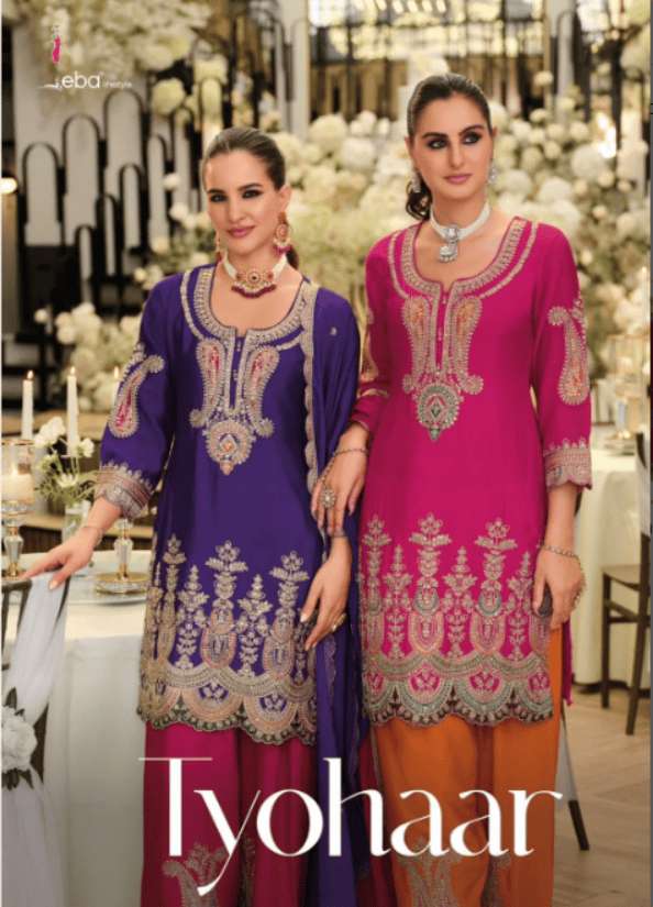 EBA LIFESTYLE TYOHAAR 2350 TO 2351 SERIES CHINON EMBROIDERY PUNJABI DRESSES-00289