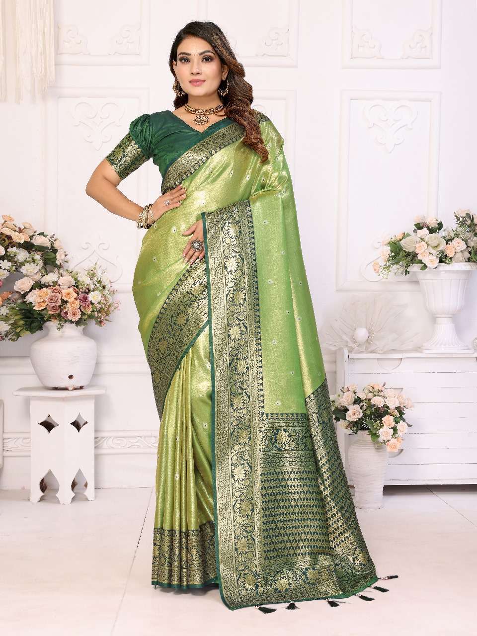 ESHWARI BY ASLIWHOLESALE BANARASI TISSUE SILK PRINTED SAREES-00125