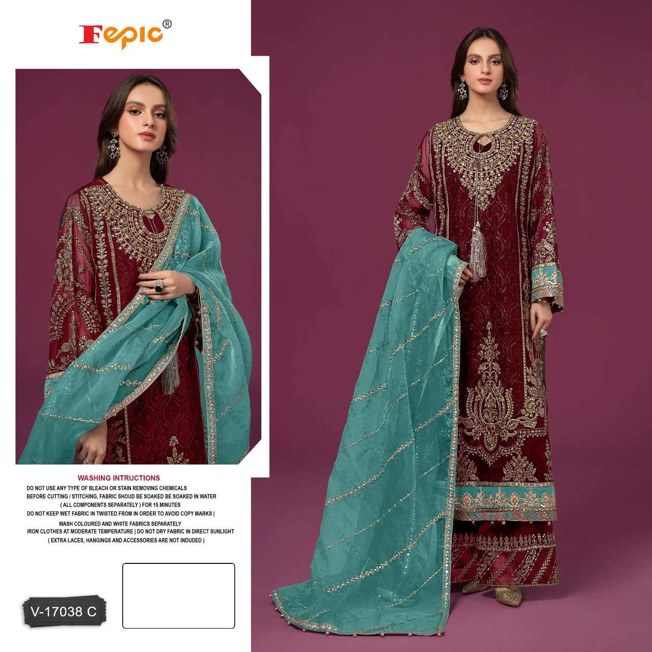 FEPIC ROSEMEEN V-17038 PURE VELVET EMBROIDERY PAKISTANI DRESSES-00201