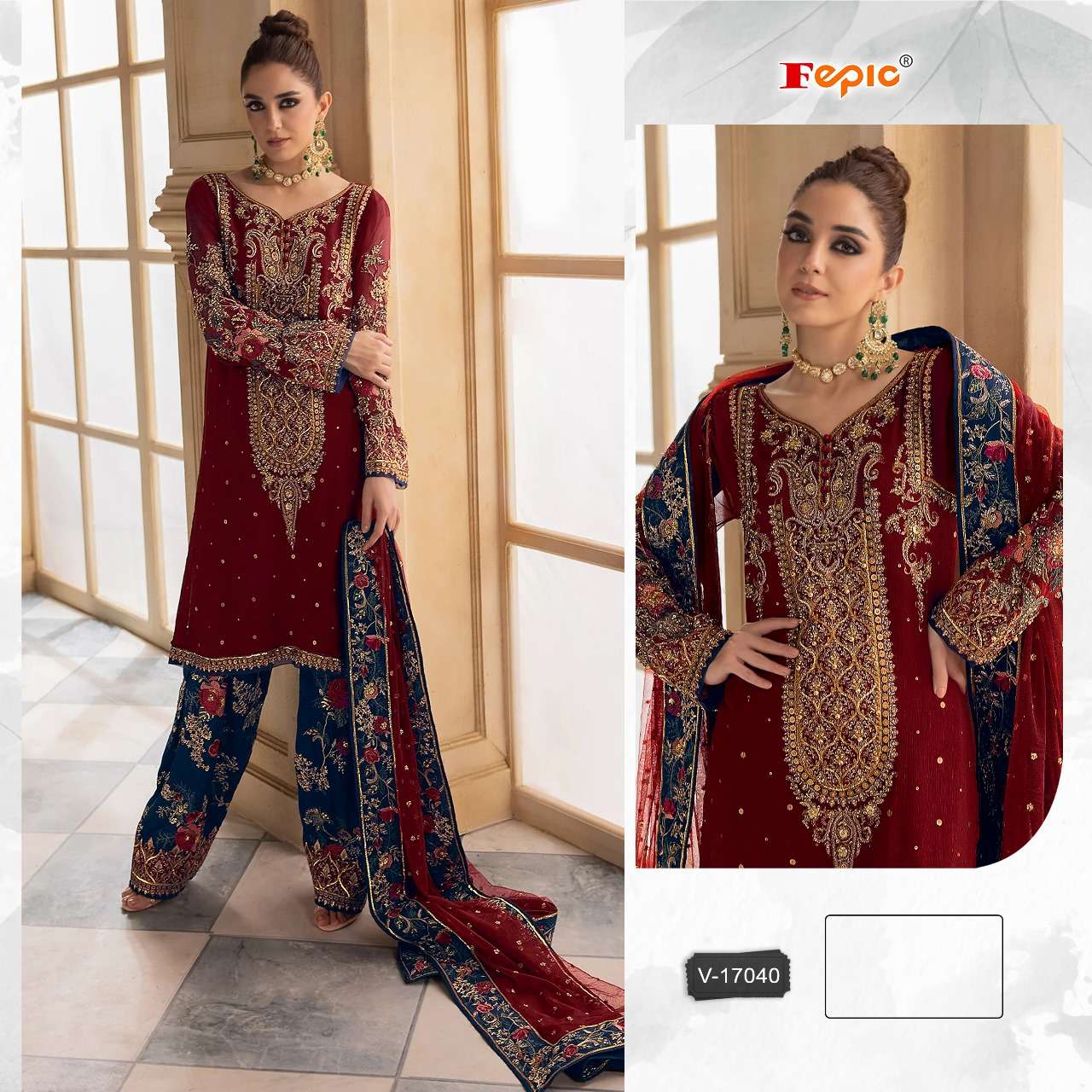 FEPIC ROSEMEEN V-17040 PURE VELVET EMBROIDERY PAKISTANI DRESSES-00201