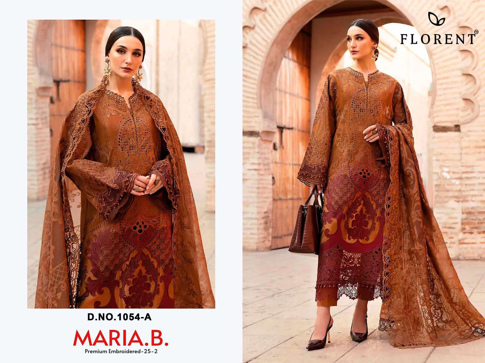 FLORENT MARIA B 1054-A TO 1054-D SERIES PURE COTTON EMBROIDERY PAKISATNI DRESSES-00071 