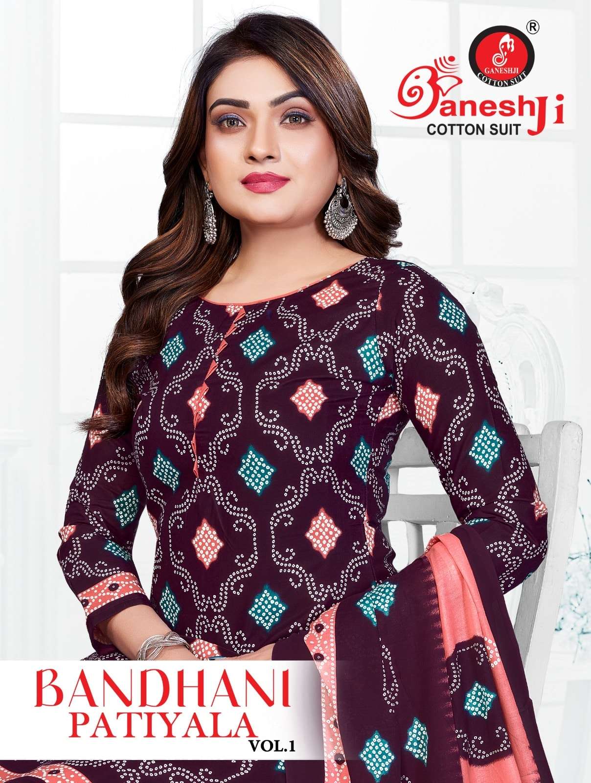 GANESHJI BANDHANI PATIYALA VOL-1 1001 TO 1010 SERIES COTTON PRINTED UNSTITCHED DRESSES-00015