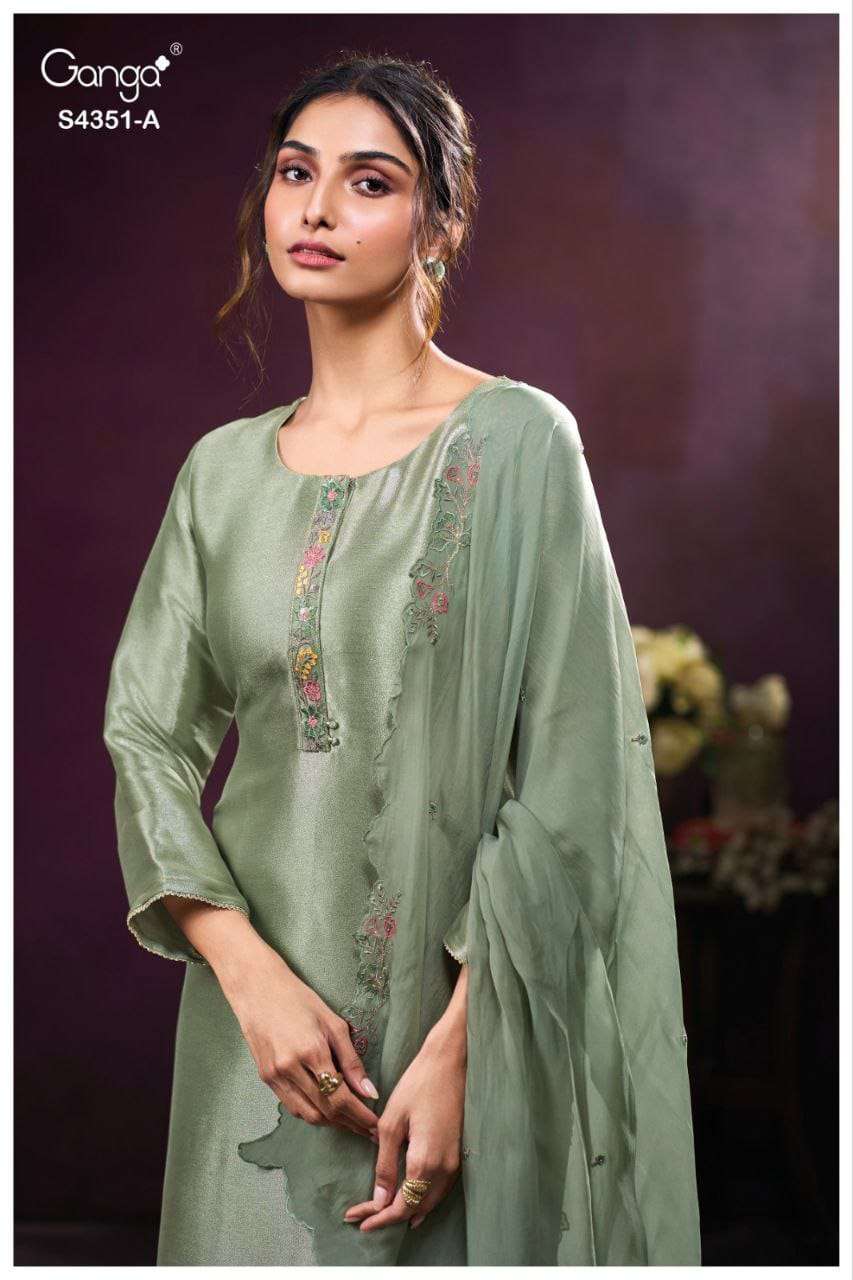 GANGA FASHION NOLVIA SILK JACQUARD EMBROIDERY DRESSES-00252