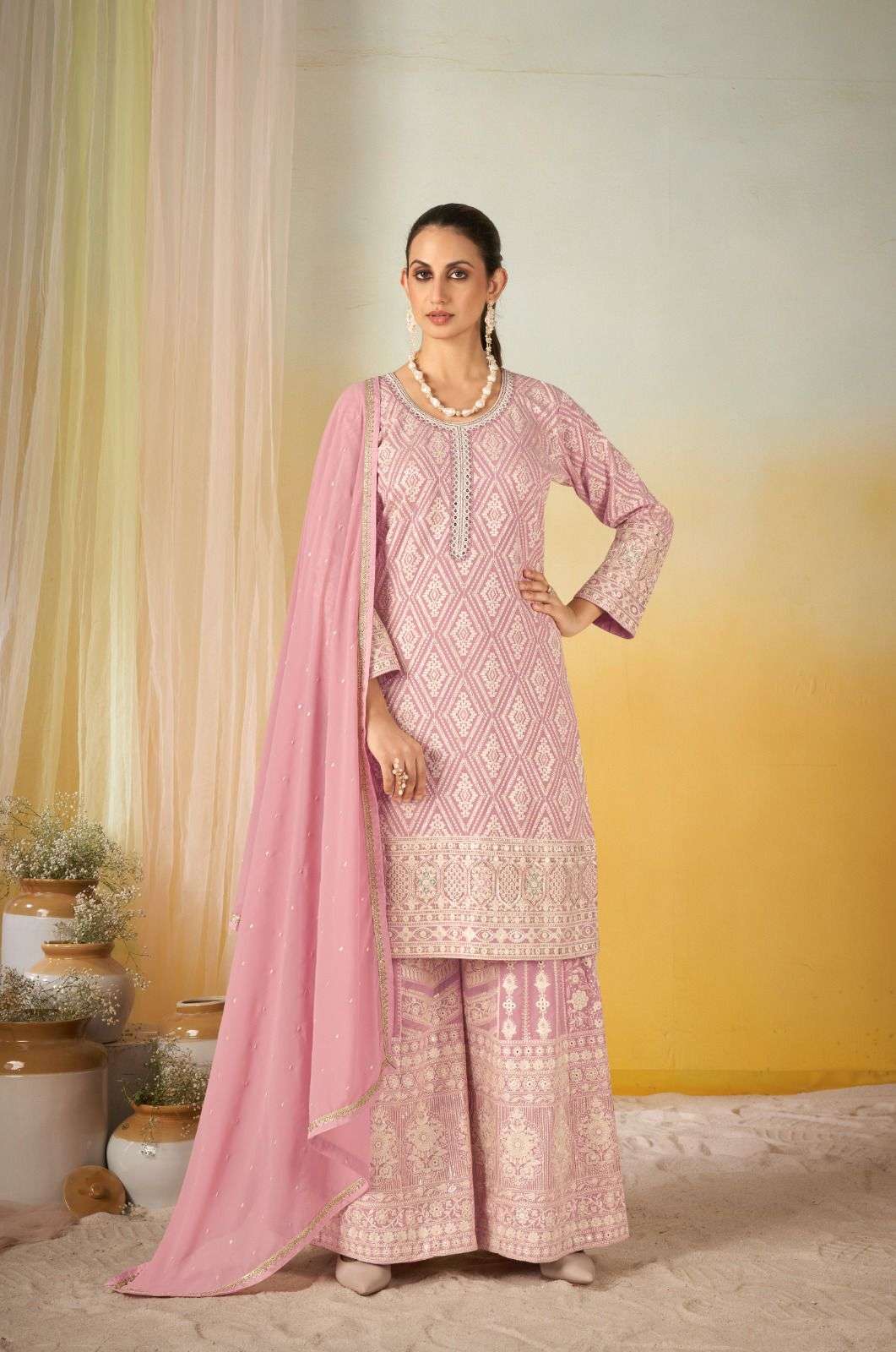 GULKAYRA MASTANI 7534 TO 7536 SERIES PURE GEORGETTE EMBROIDERY SHARARA DRESSES-00150