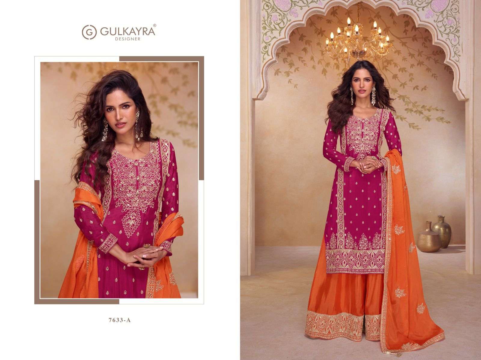 GULKAYRA SHAGUN 7633-A TO 7699-B SERIES CHINON EMBROIDERY SHARARA DRESSES-00150