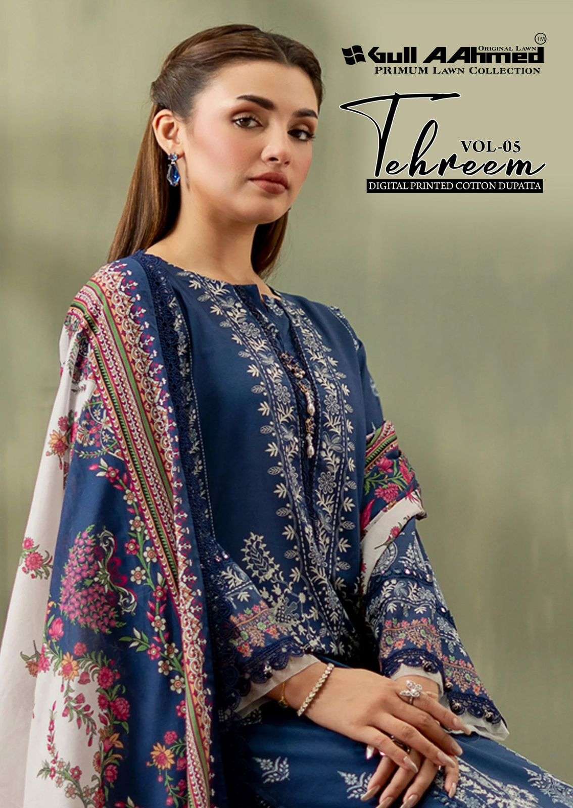 GULLAAHMED TEHREEM VOL-05 5001 TO 5006 SERIES CAMBRIC PRINTED DRESSES-00201