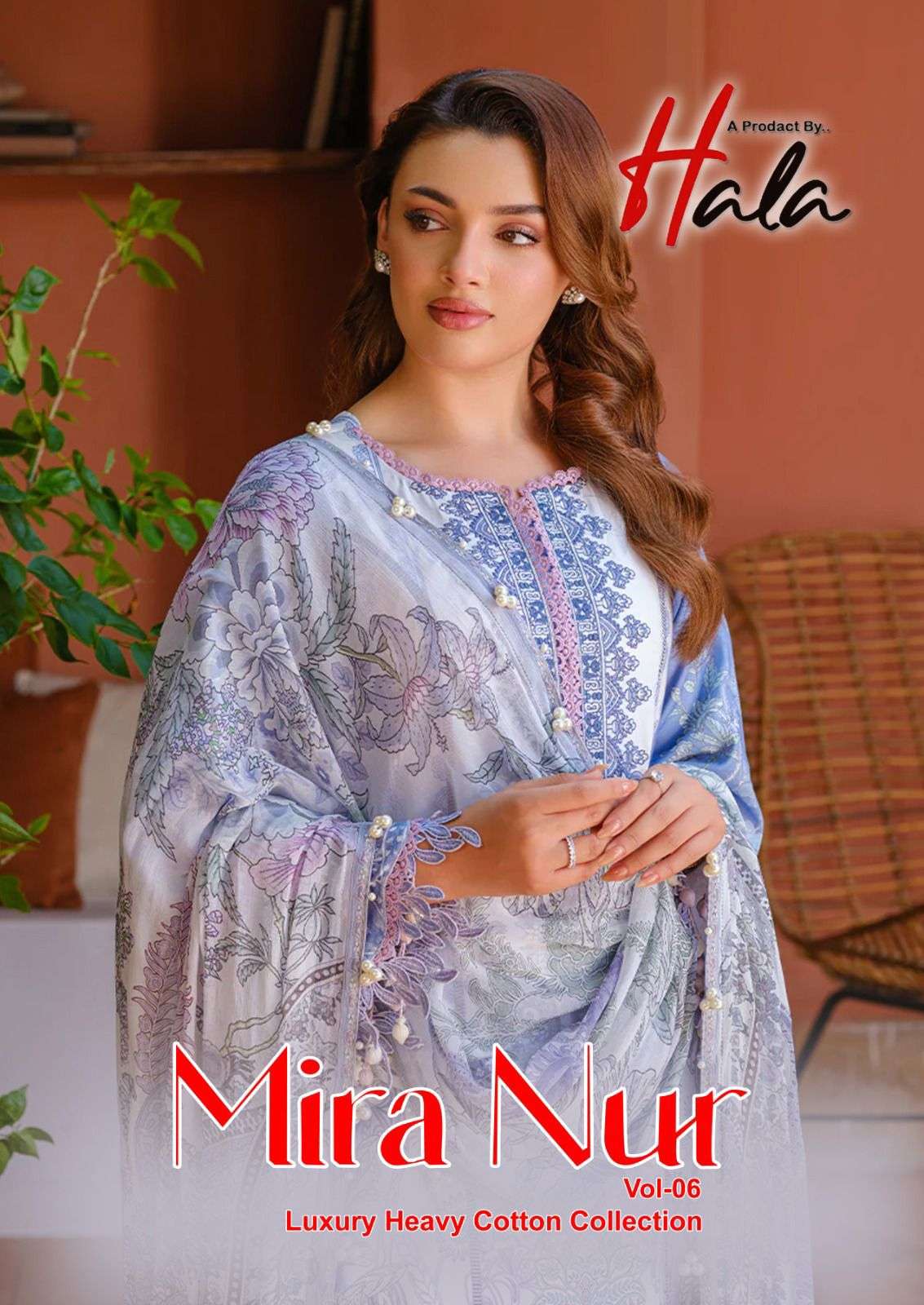 HALA MIRA NUR VOL-06 6001 TO 6006 COTTON PRINTED PAKISTANI DRESSES-00201
