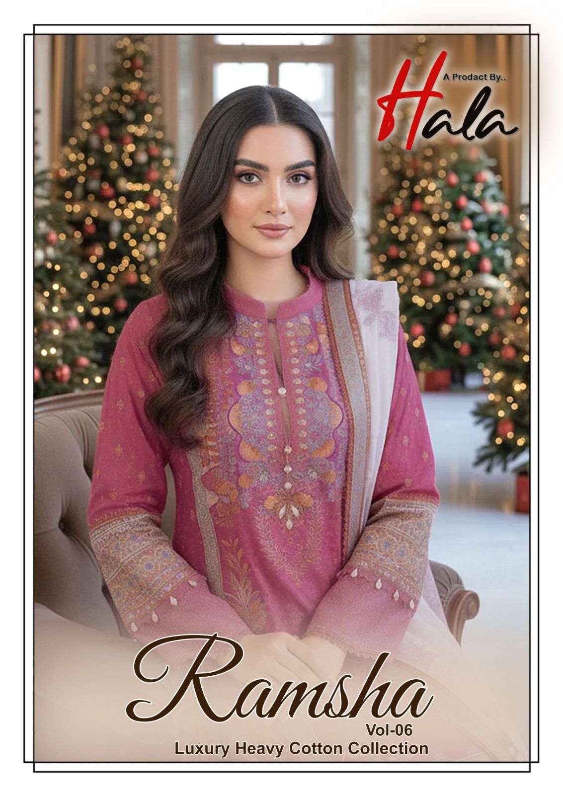HALA RAMSHA VOL-06 6001 TO 6006 SERIES PURE COTTON PRINTED PAKISATNI DRESSES-00201