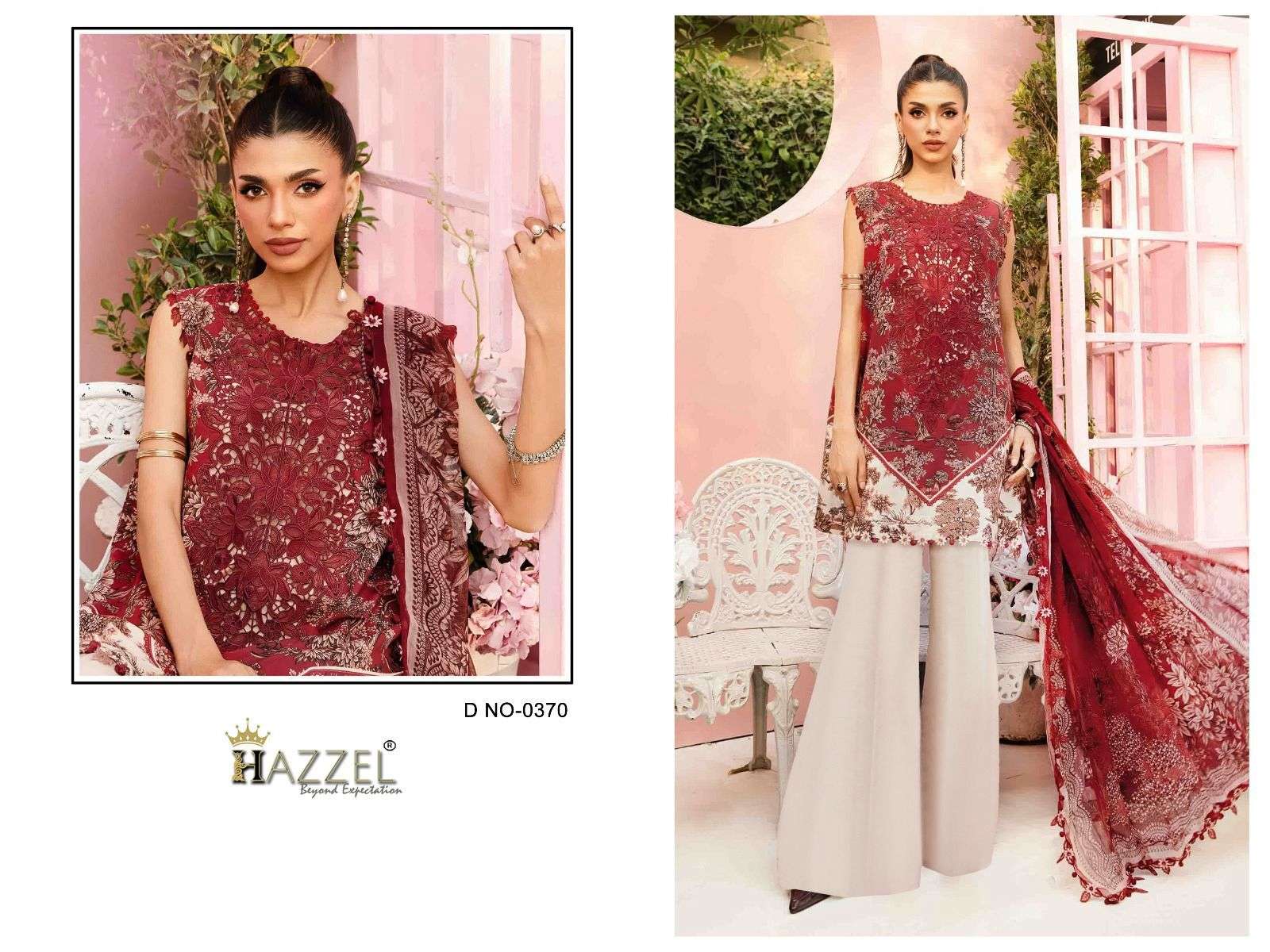 HAZZEL 0370 PURE COTTON PRINTED EMBROIDERY PAKISATNI DRESSES-00071