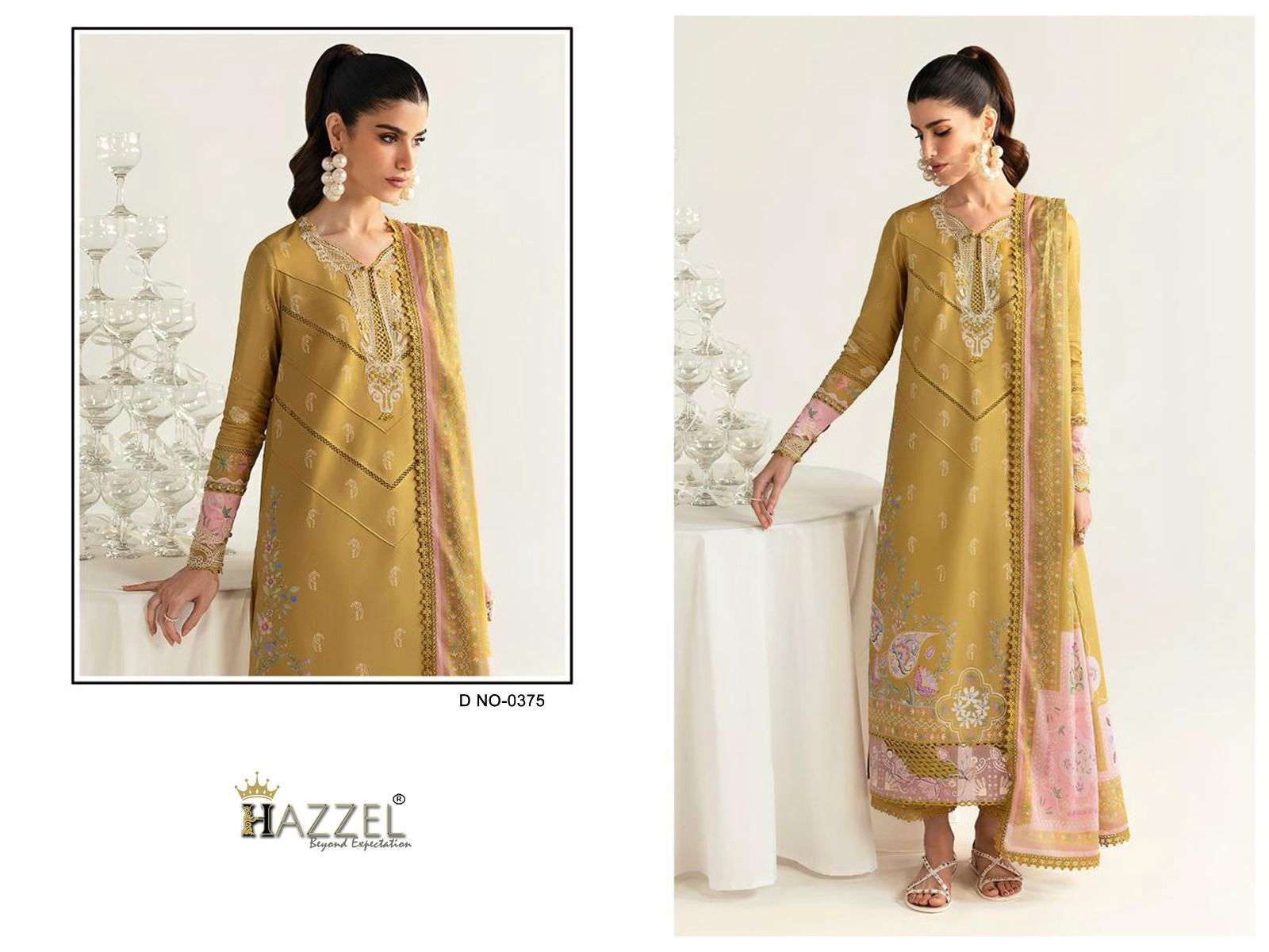 HAZZEL 0375 TO 0376 SERIES COTTON PRINTED EMBROIDERY PAKISATNI DRESSES-00071