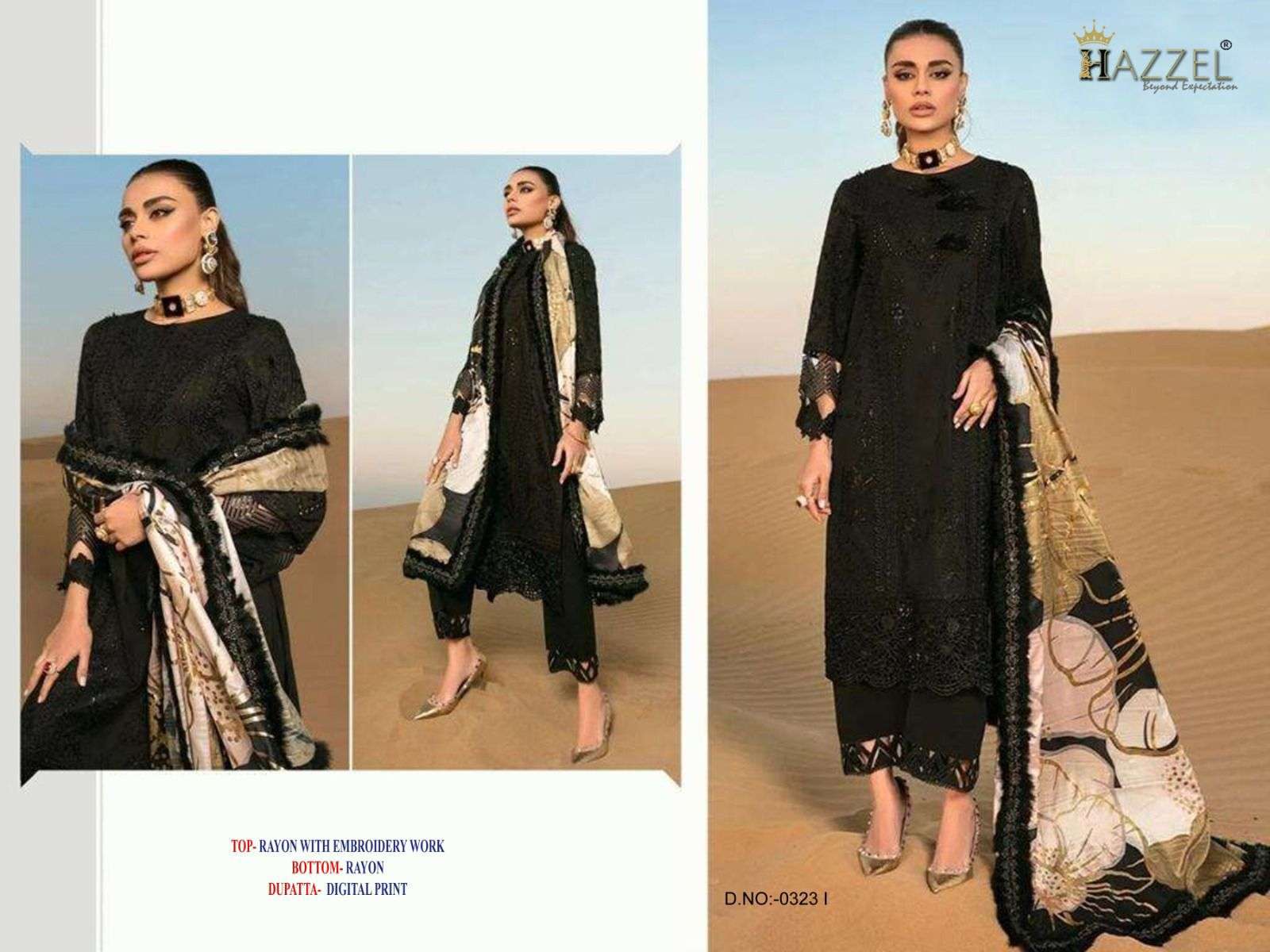 HAZZEL 323 COLOUR HEAVY EMROIDERY RAYON PAKISTANI DRESSES-00062