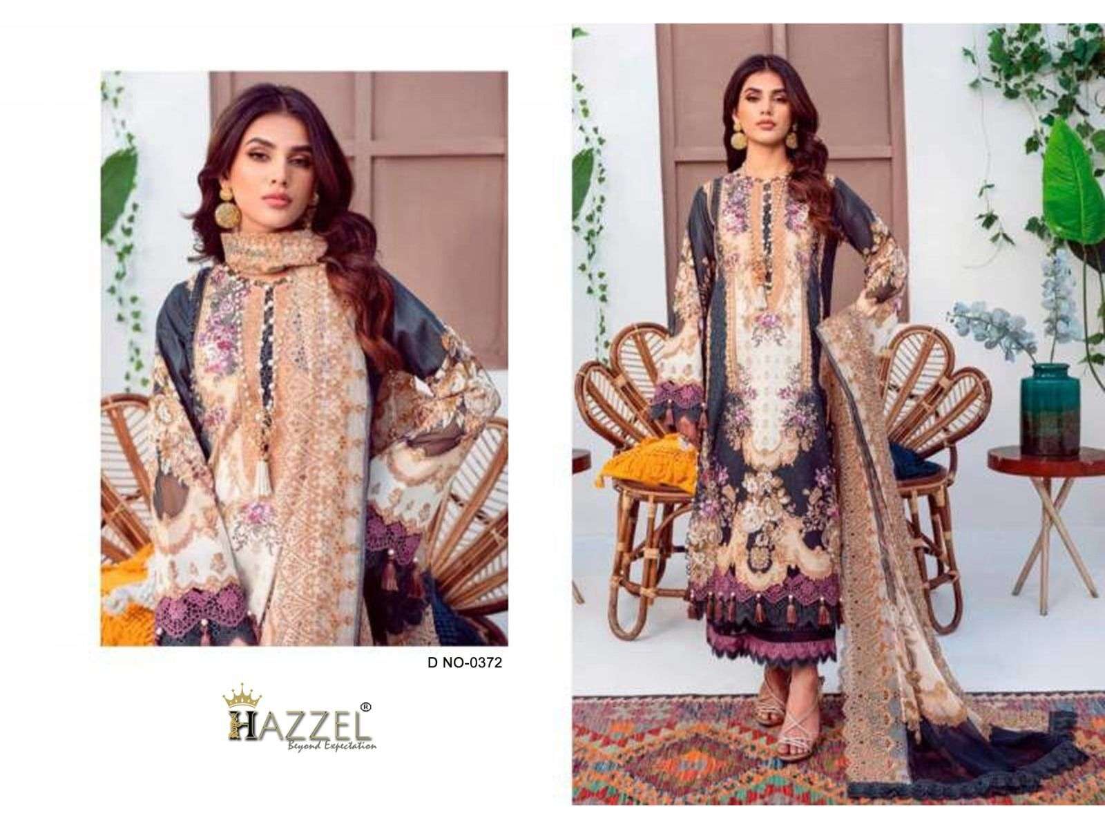 HAZZEL FIRDOUS 0372 PURE COTTON PRINTED EMBROIDERY PAKISATNI DRESSES-00071