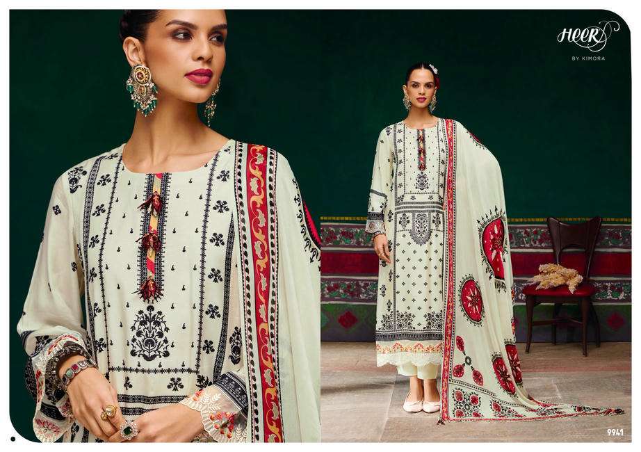 HEER BAZAAR 9941 TO 9946 SERIES DIGITAL PRINTED MUSLIN SUITS - 00069
