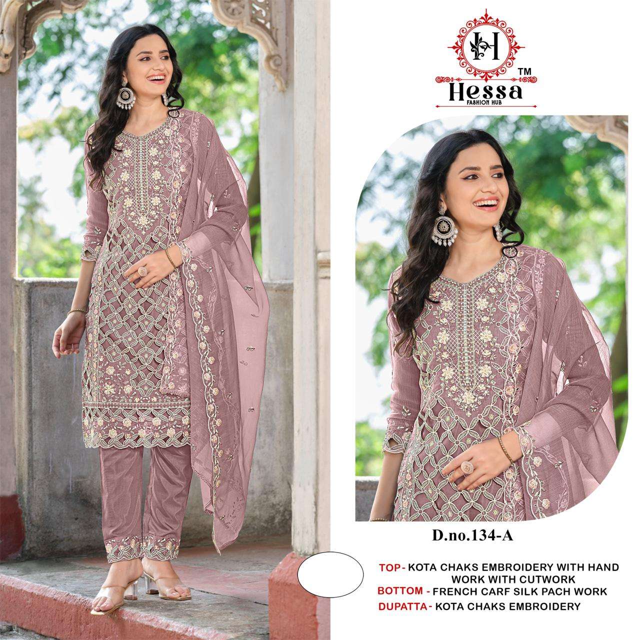 HESSA 134 A TO D SERIES KOTA CHECKS EMBROIDERY PAKISTANI SUITS-00310