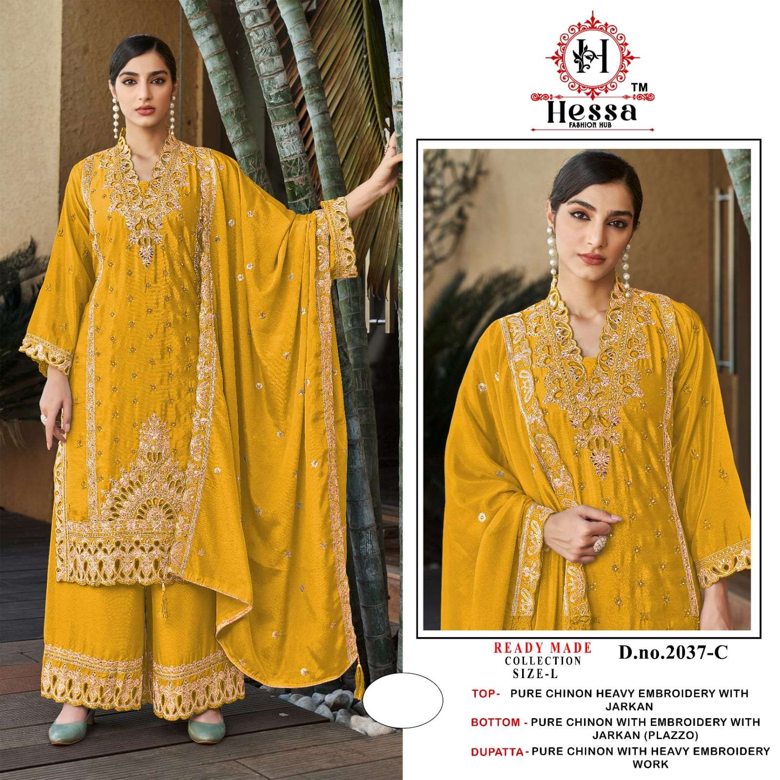 HESSA 2037 A TO D SERIES CHINON EMBROIDERY PAKISTANI SUITS-00310