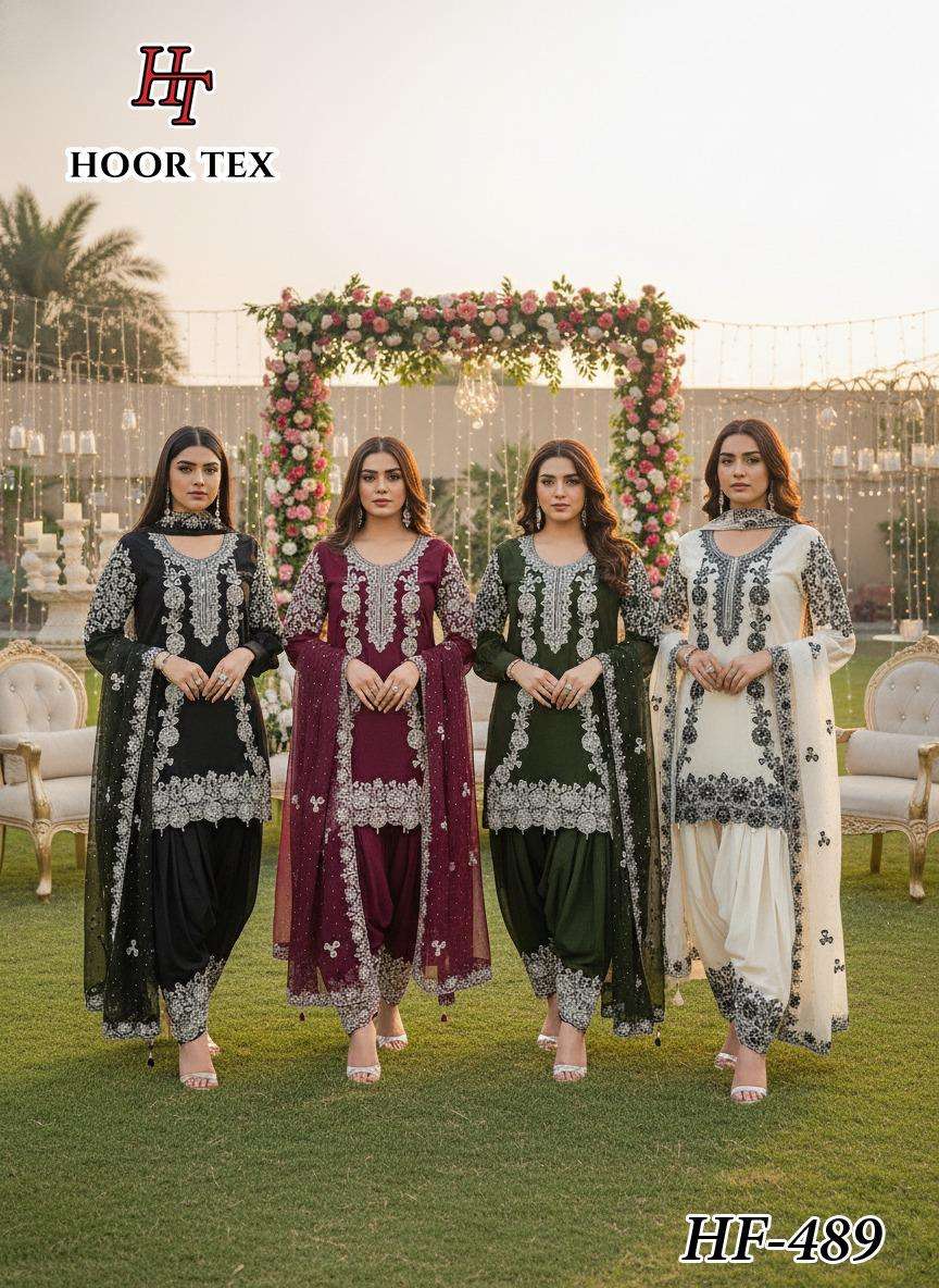 HOOR TEX HF-489 A TO D SEIRES PURE GEORGETTE EMBROIDERY PAKISTANI DRESSES-00020