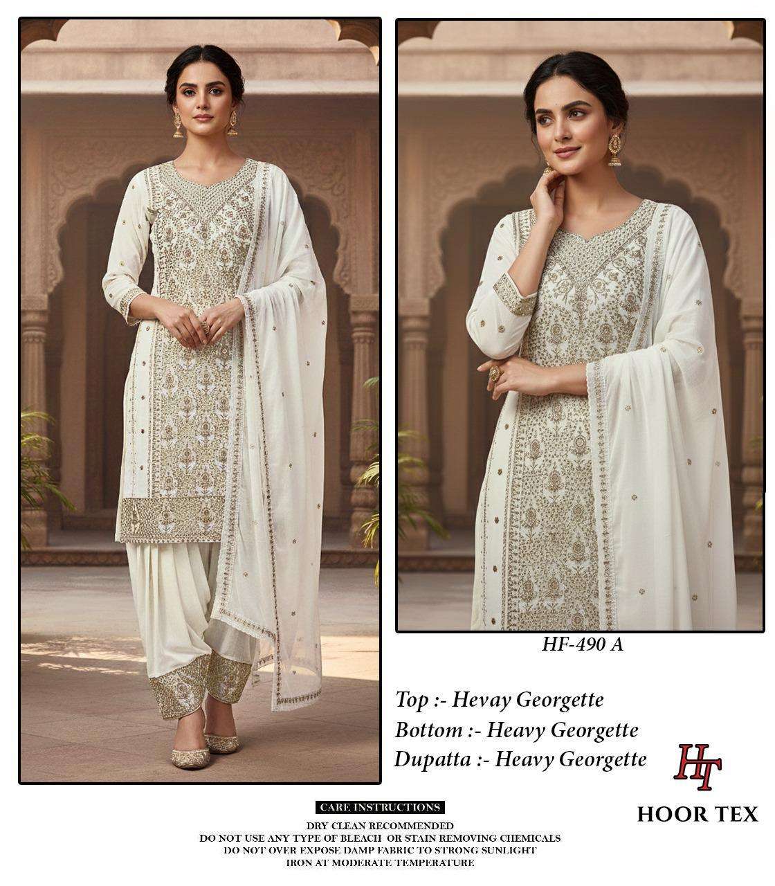 HOOR TEX HF-490 A TO D SERIES PURE GEORETTE EMBROIDERY PAKISATNI DRESSES-00020