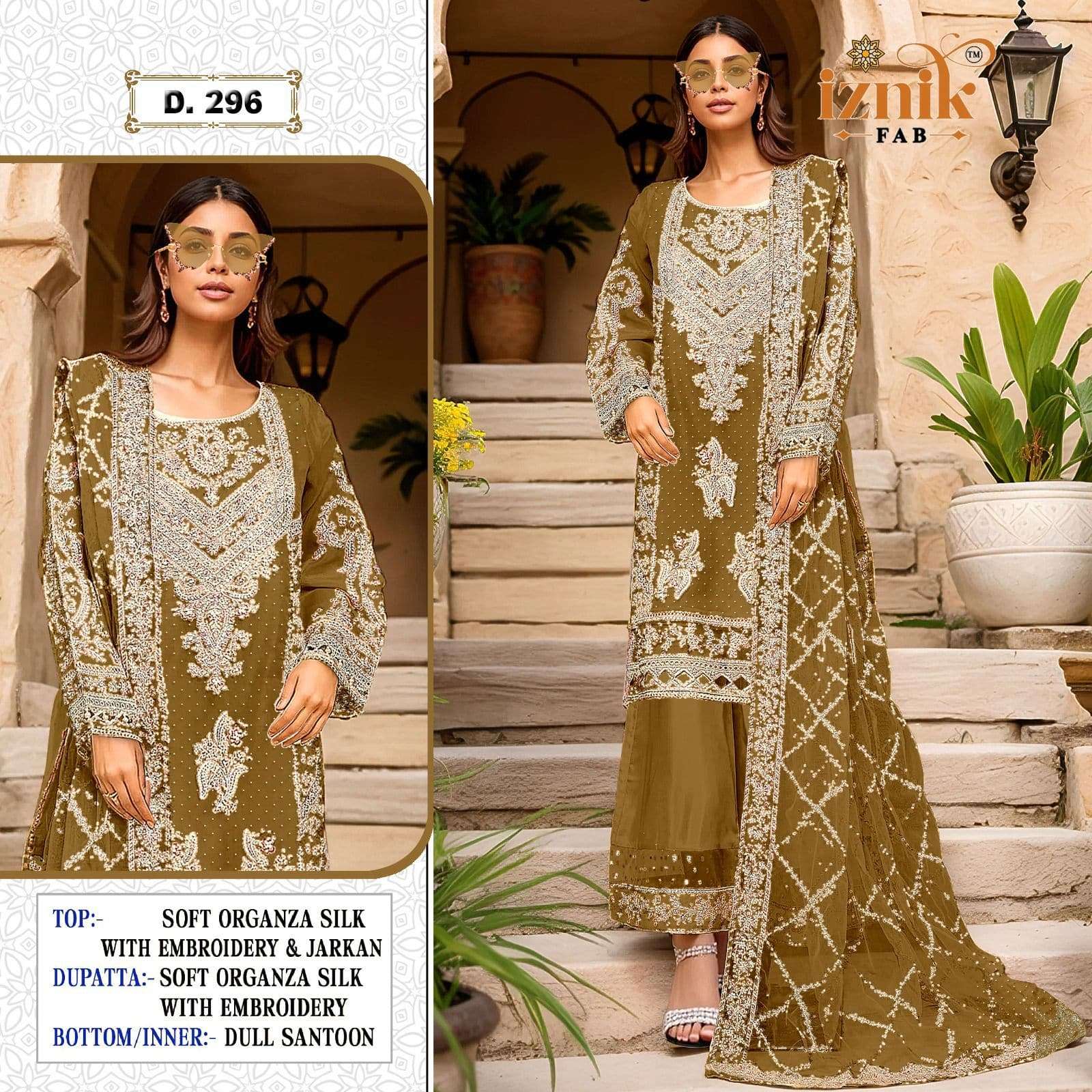 IZNIK FAB A-296 01 TO 04 SERIES PURE ORGANZA EMBROIDERY PAKISATNI DRESSES-00201