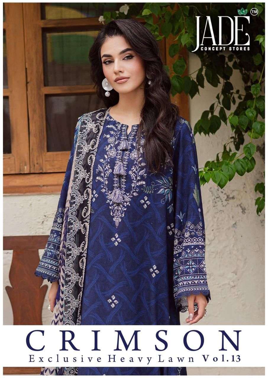 JADE CONCEPT CRIMSON VOL-13 1301 TO 1306 SERIES LAWN PRINTED DRESSES-00062