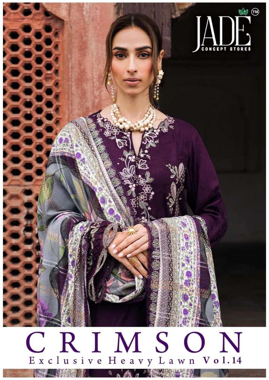 JADE CRIMSON EXCLUSIVE VOL-14 PURE LAWN PAKISTANI DRESSES-00062