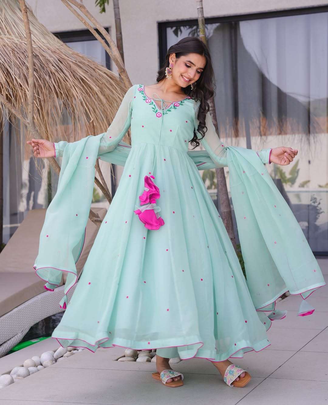 JENSI BY ASLIWHOLESALE GEORGETTE ANARKALI PRINTED DRESSES-00264