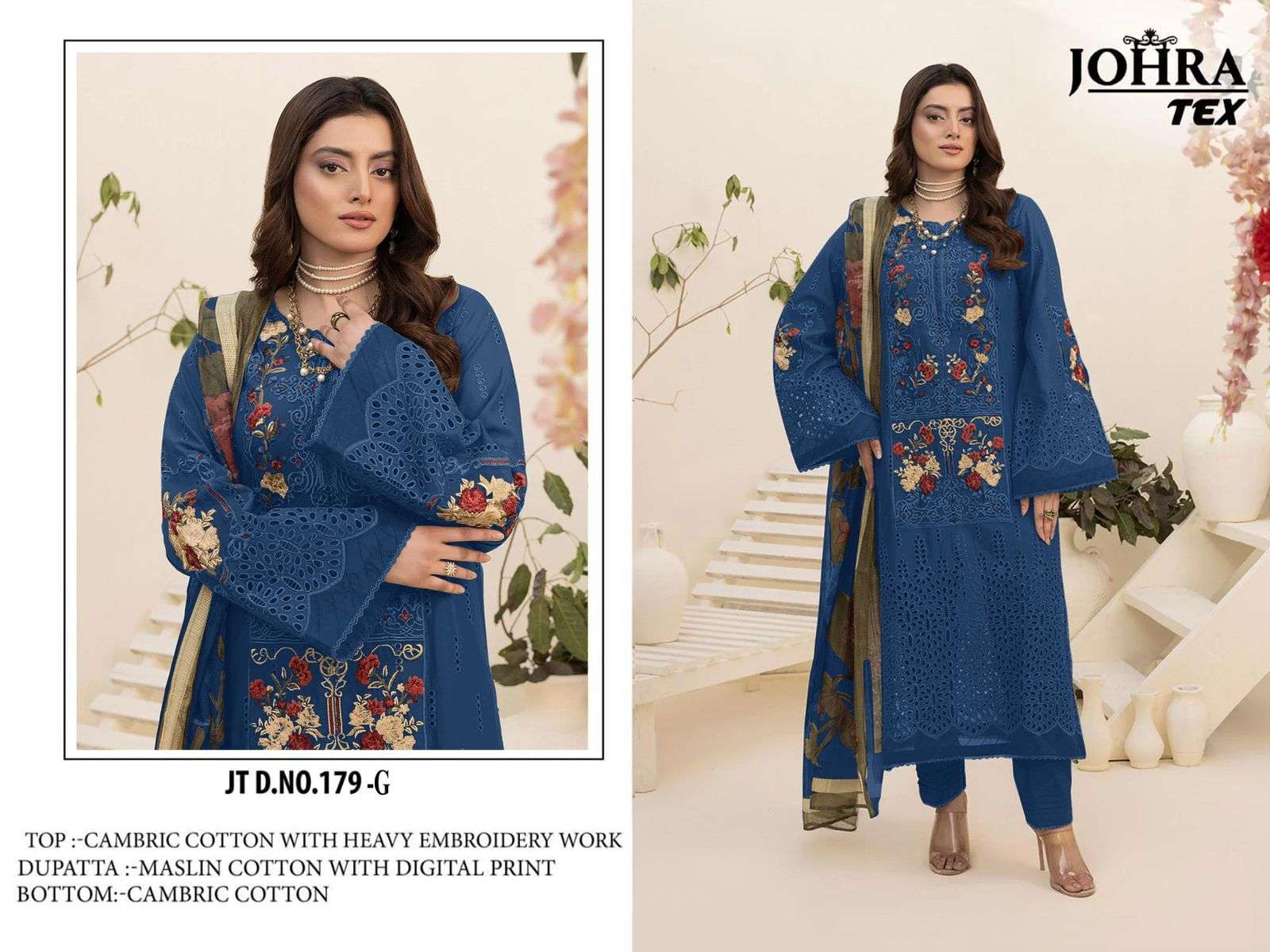 JOHRA TEX JT-179 G SERIES PURE CAMBRIC COTTON EMBROIDERY PAKISTANI DRESSES-00071