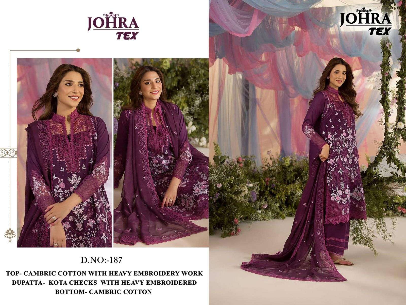 JOHRA TEX JT-187 COTTON EMBROIDERY PAKISATNI DRESSES-00071