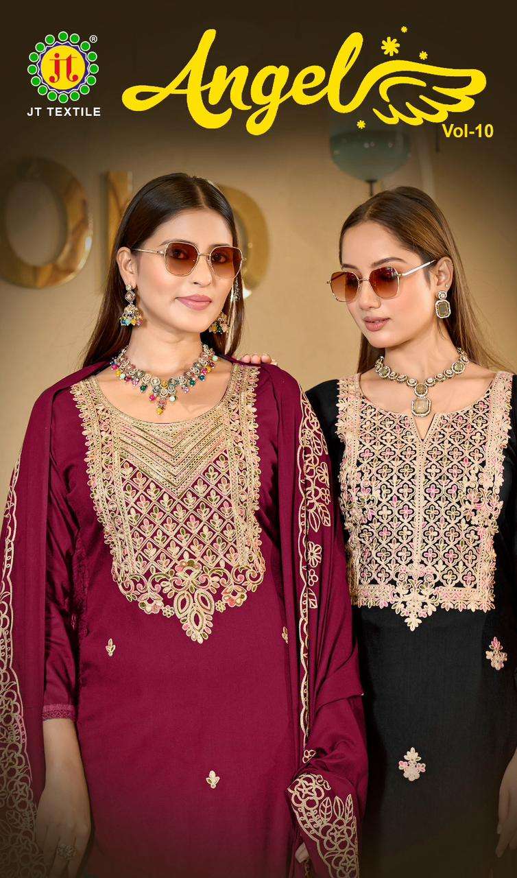 JT TEXTILE ANGEL VOL-10 10001 TO 10005 SERIES RAYON EMBROIDERY DRESSES-00201