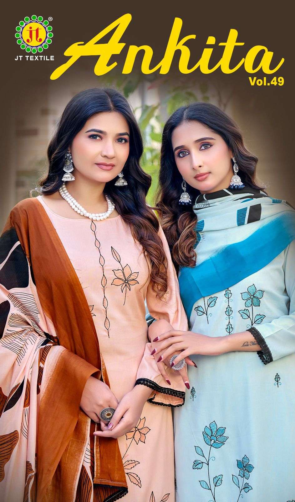 JT TEXTILE ANKITA VOL-49 49001 TO 49005 SERIES RAYON PRINTED DRESSES-00201