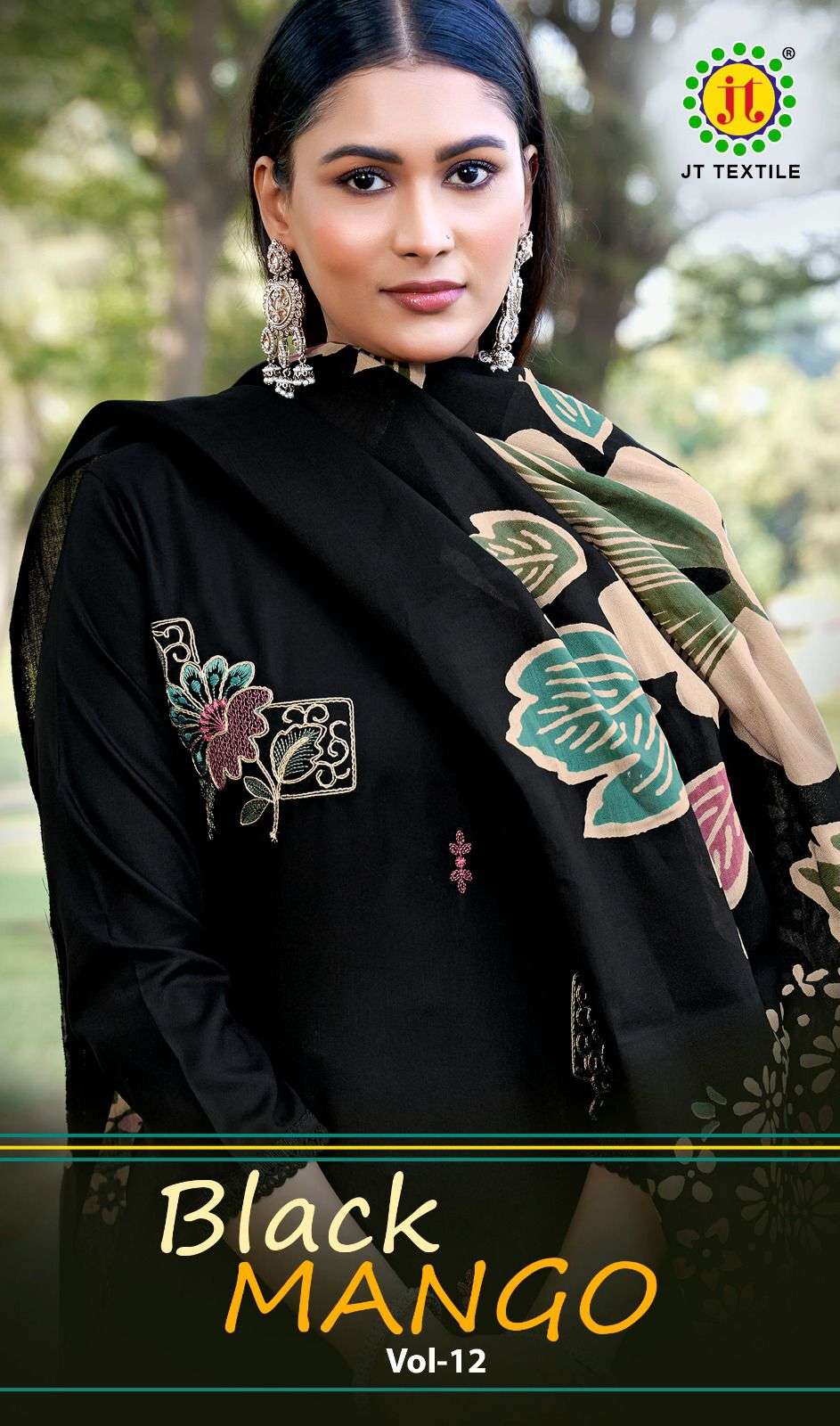 JT TEXTILE BLACK MANGO VOL-12 12001 TO 12005 SERIES RAYON EMBROIDERY DRESSES-00201