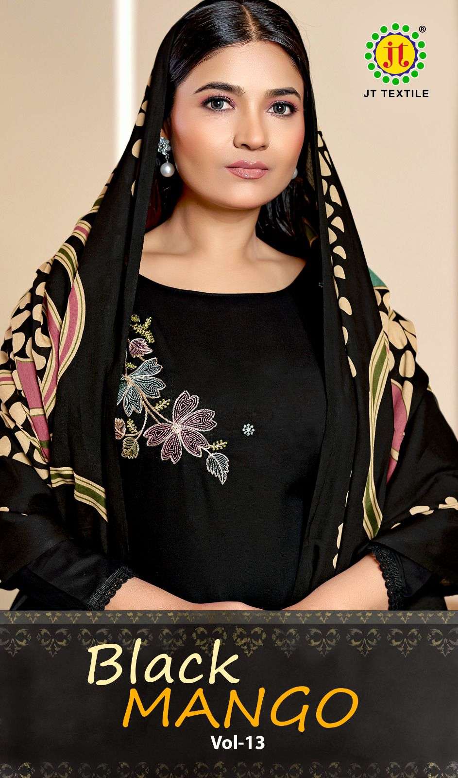 JT TEXTILE BLACK MANGO VOL-13 13001 TO 13005 SERIES RAYON PRINTED DRESSES-00201