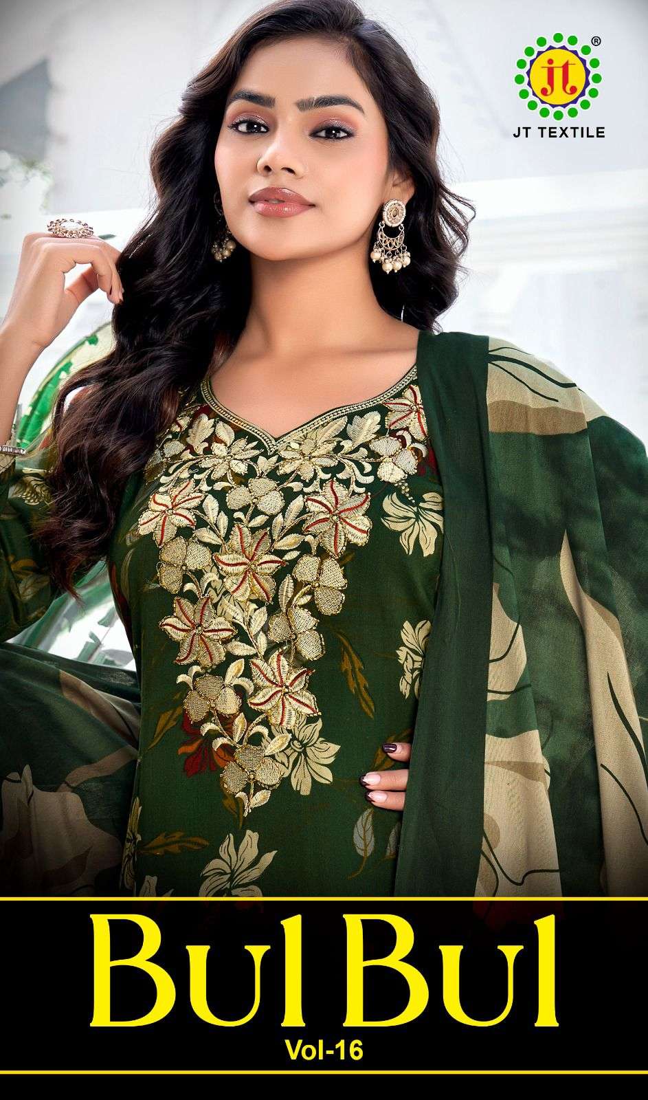 JT TEXTILE BULBUL VOL-16 16001 TO 16005 SERIES RAYON EMBROIDERY DRESSES-00201