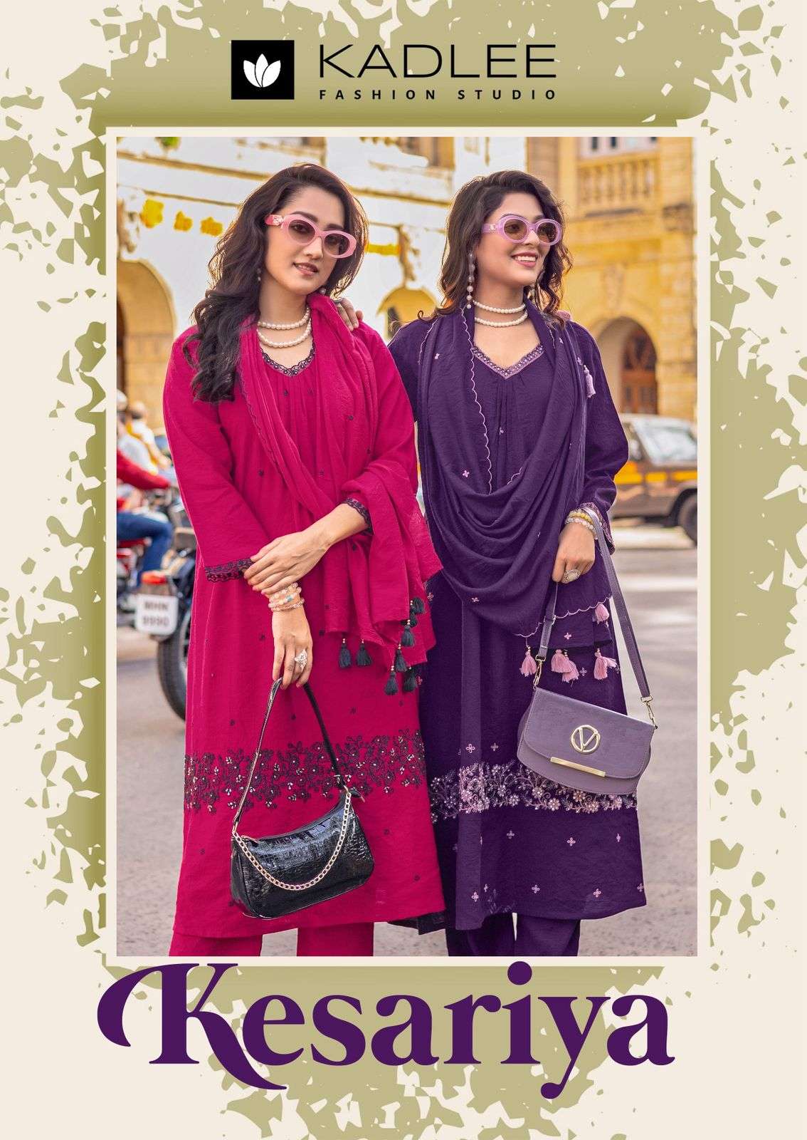 KADLEE KESARIYA 4001 TO 4004 SERIES VISCOSE HANDWORK  DRESSES-00014