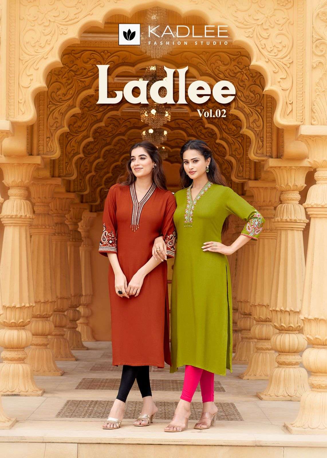 KADLEE LADLEE VOL-02 1001 TO 1006 SERIES RAYON HANDWORK KURTIS-00014