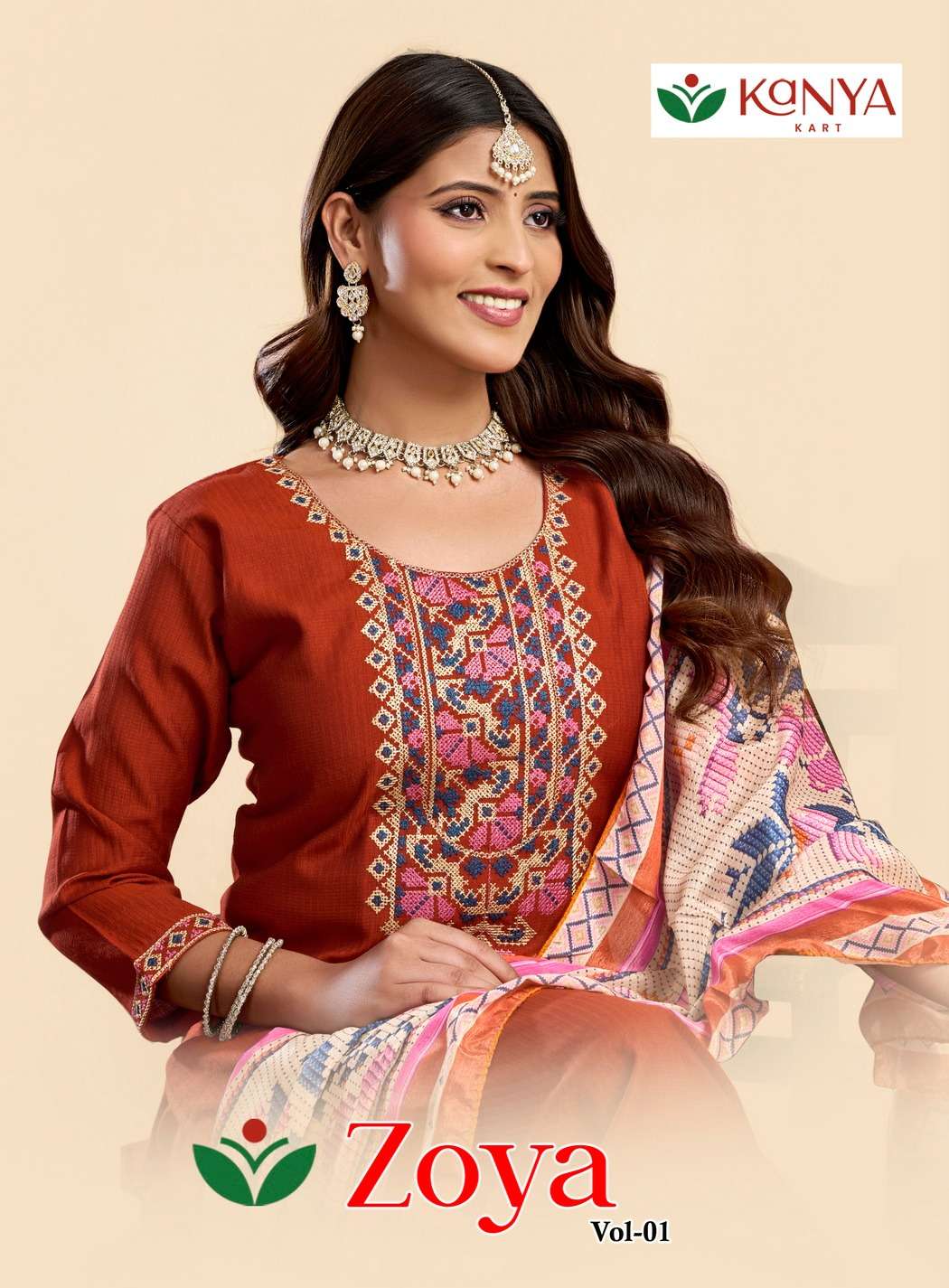 KANYA KART ZOYA VOL-1 EMBROIDERY CHINON SALWAR SUIT - 00320